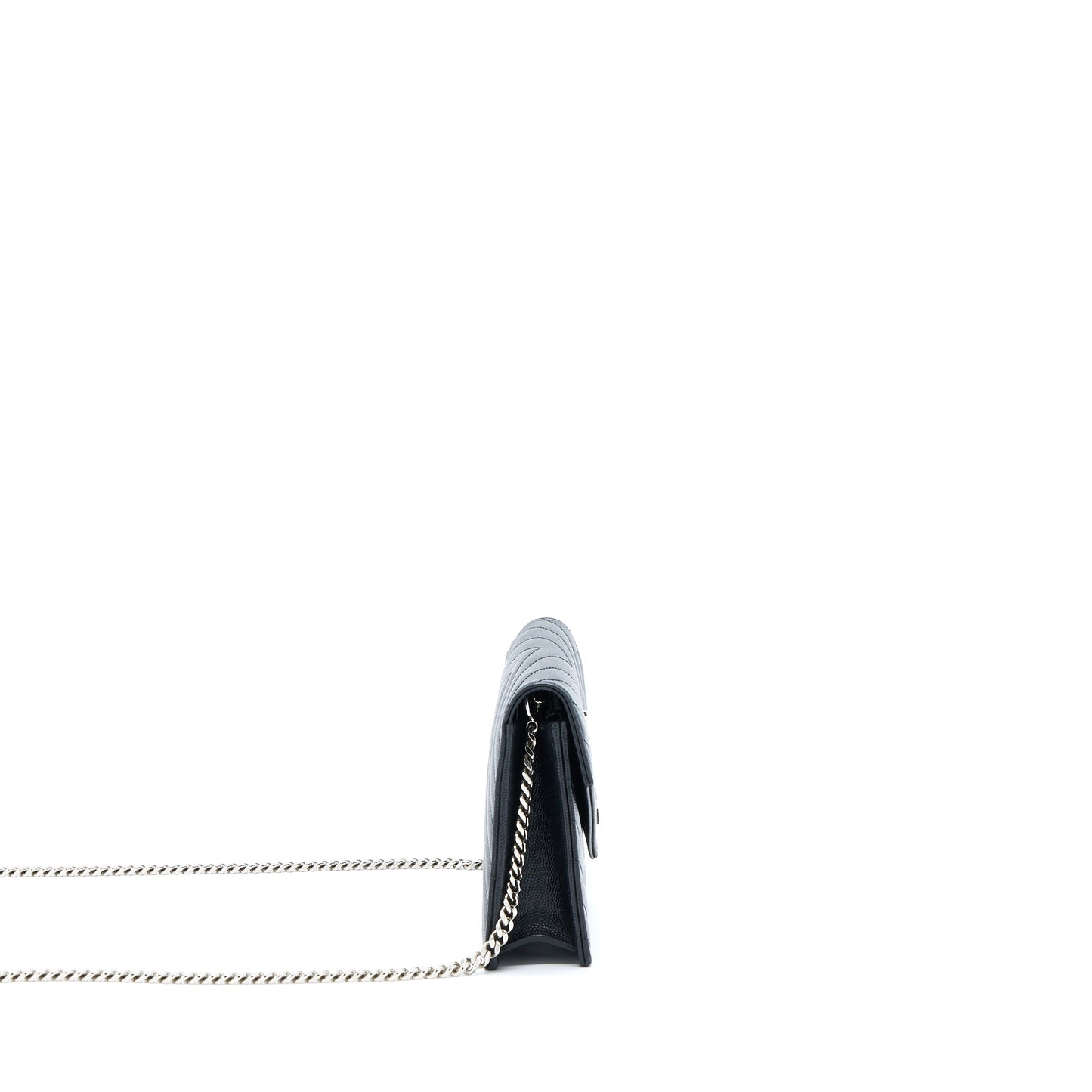 Saint Laurent/ Envelope Wallet On Chain Grain Calfskin Black