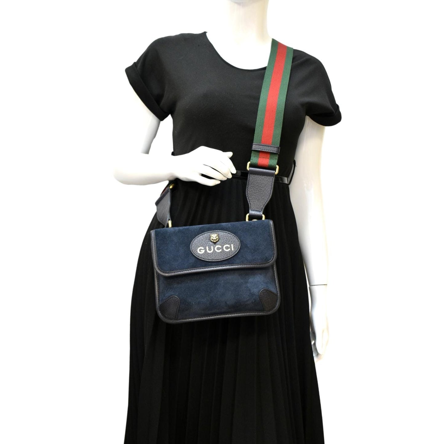GUCCI Neo   Suede Crossbody Bag Blue 501050