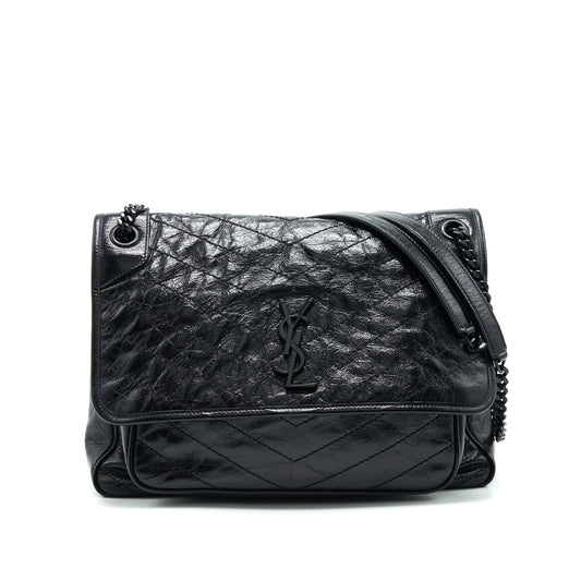 Saint Laurent Niki Large Purse In Black and Black Hardware