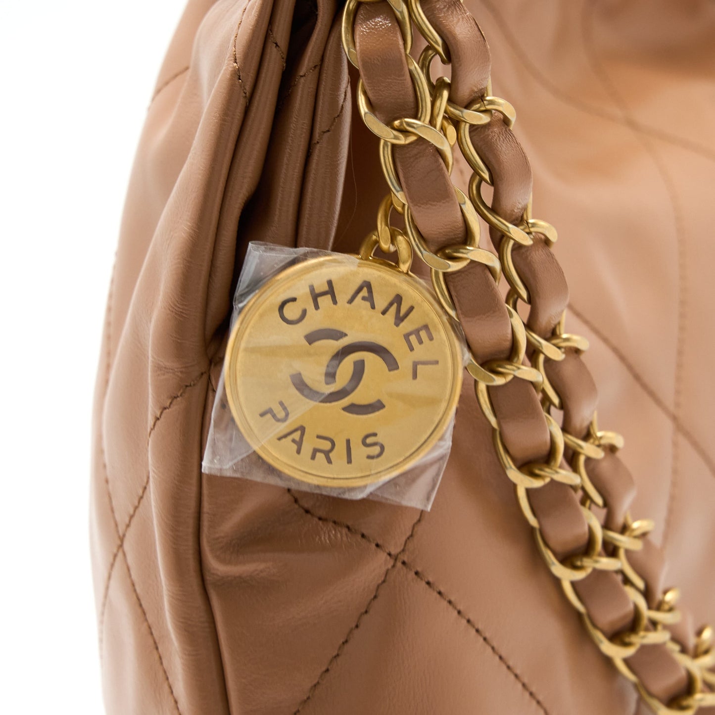 Chanel Small 22 Bag Shiny Calfskin Caramel  (Microchip)