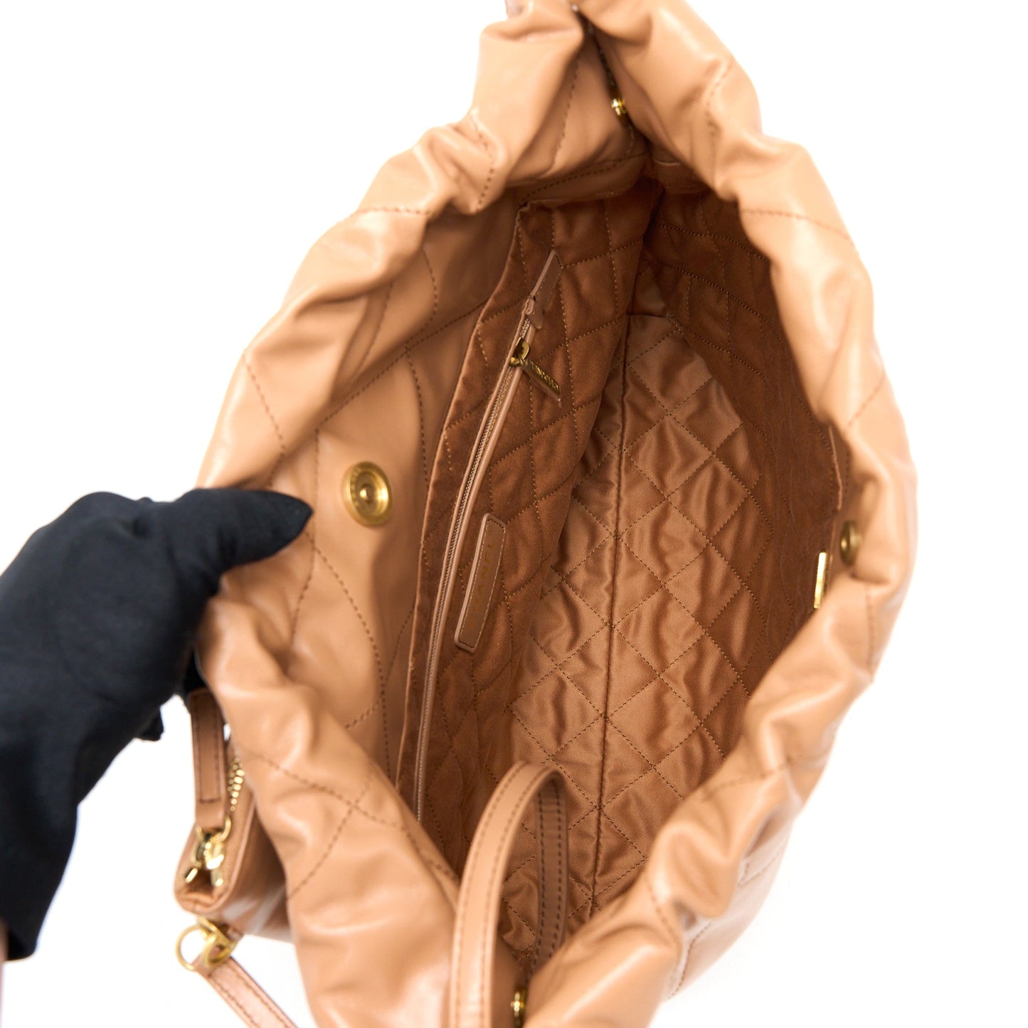 Chanel Small 22 Bag Shiny Calfskin Caramel  (Microchip)