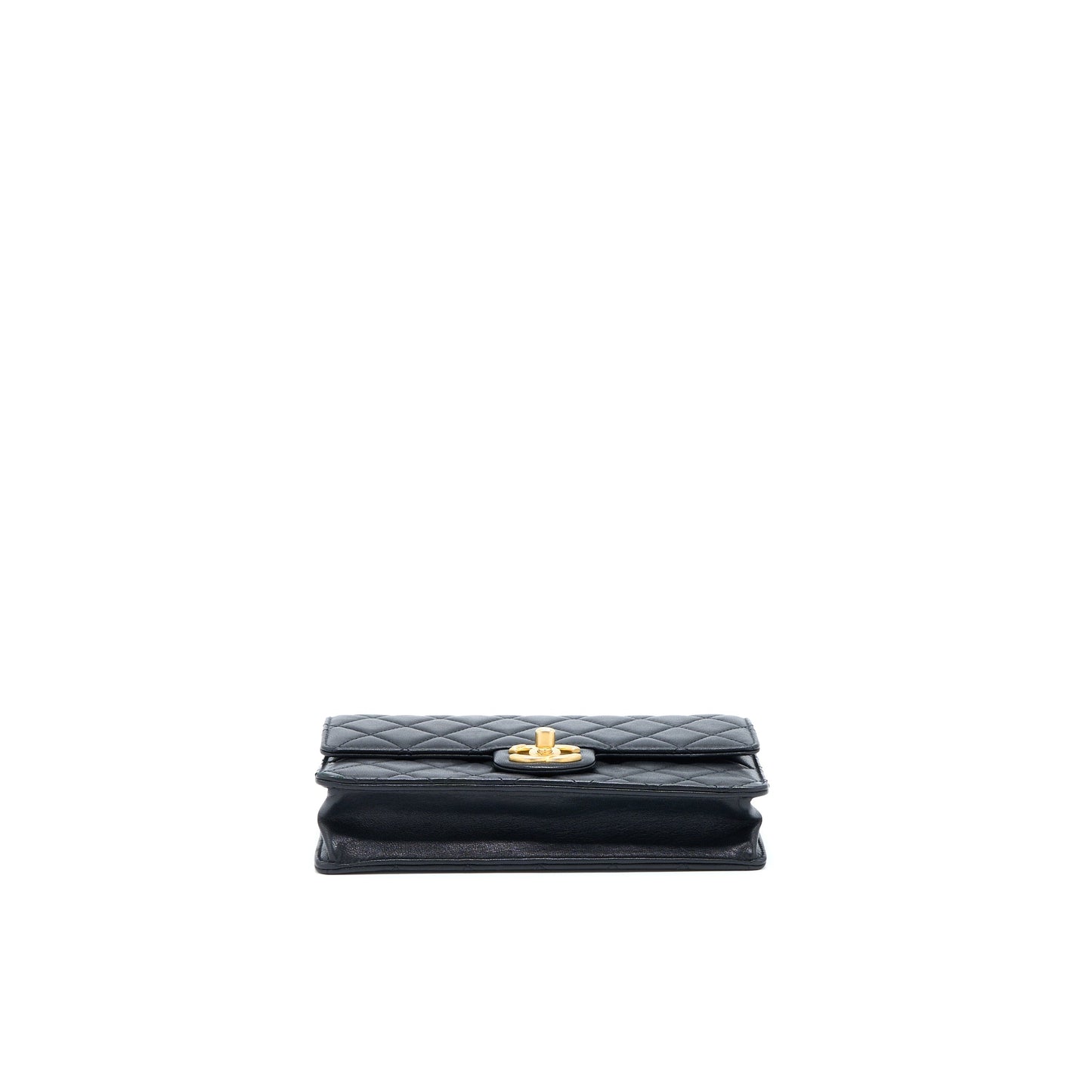Chanel Quilted Flap Bag With Pearl Lambskin Black Brushed
