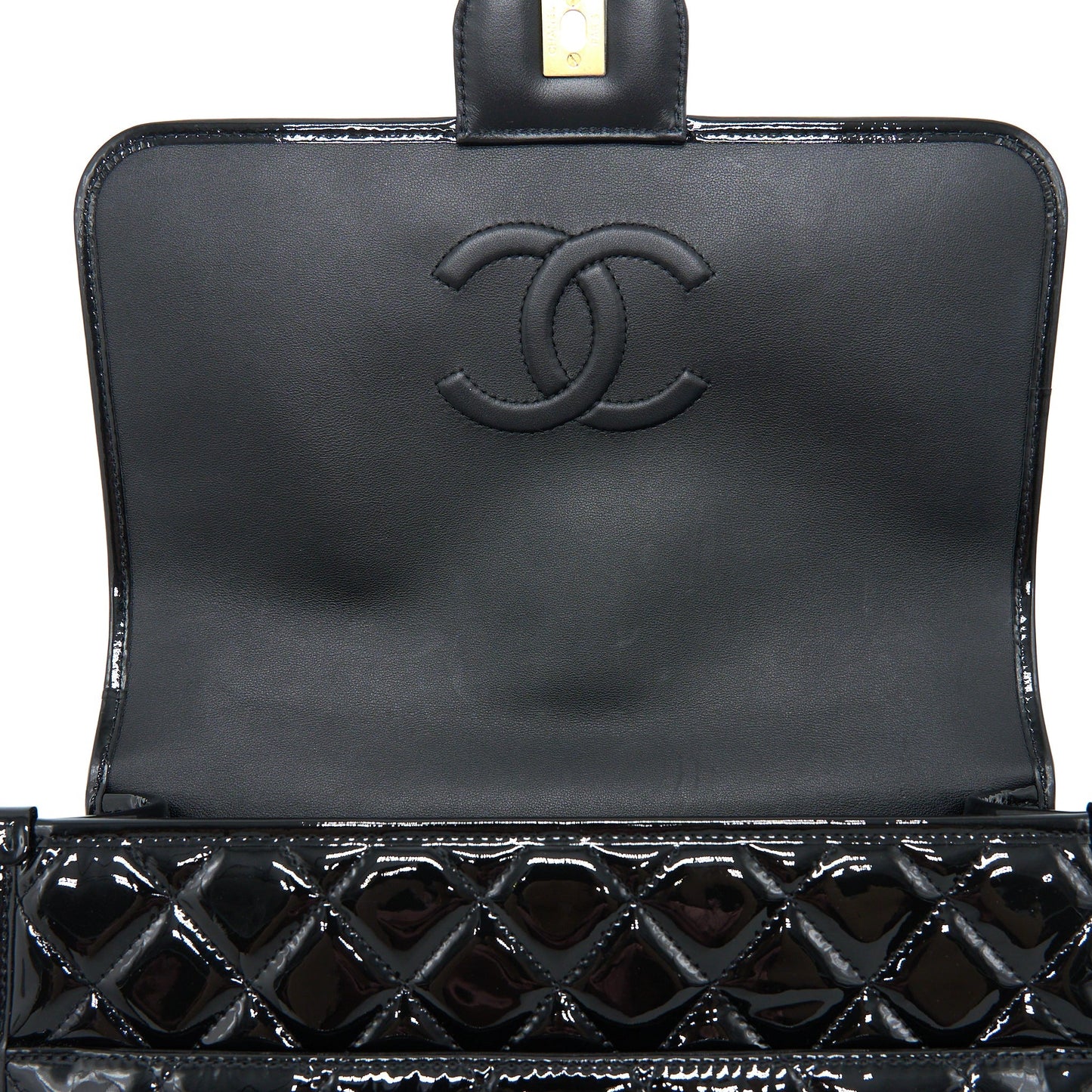 Chanel 22K Large Backpack Patent Black Brushed  (Microchip)
