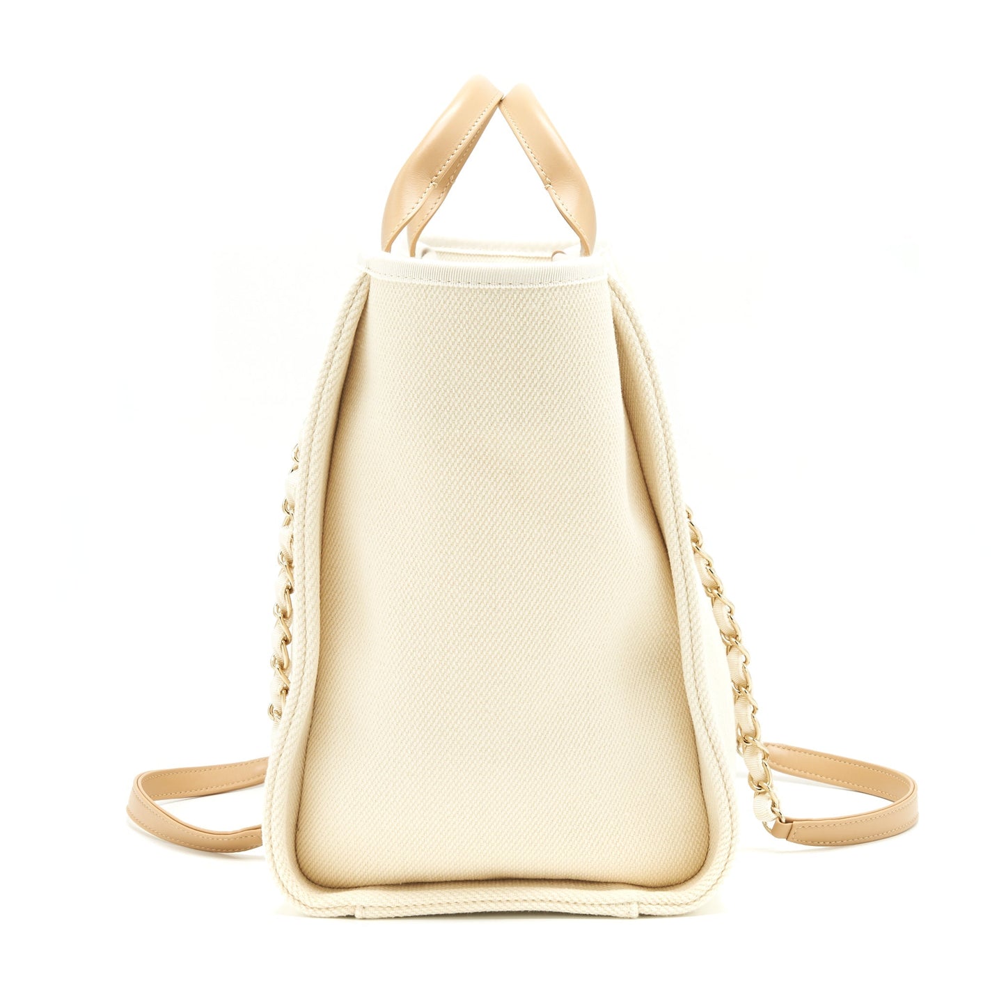 Chanel Deauville Tote Bag In Creamy White/ Beige