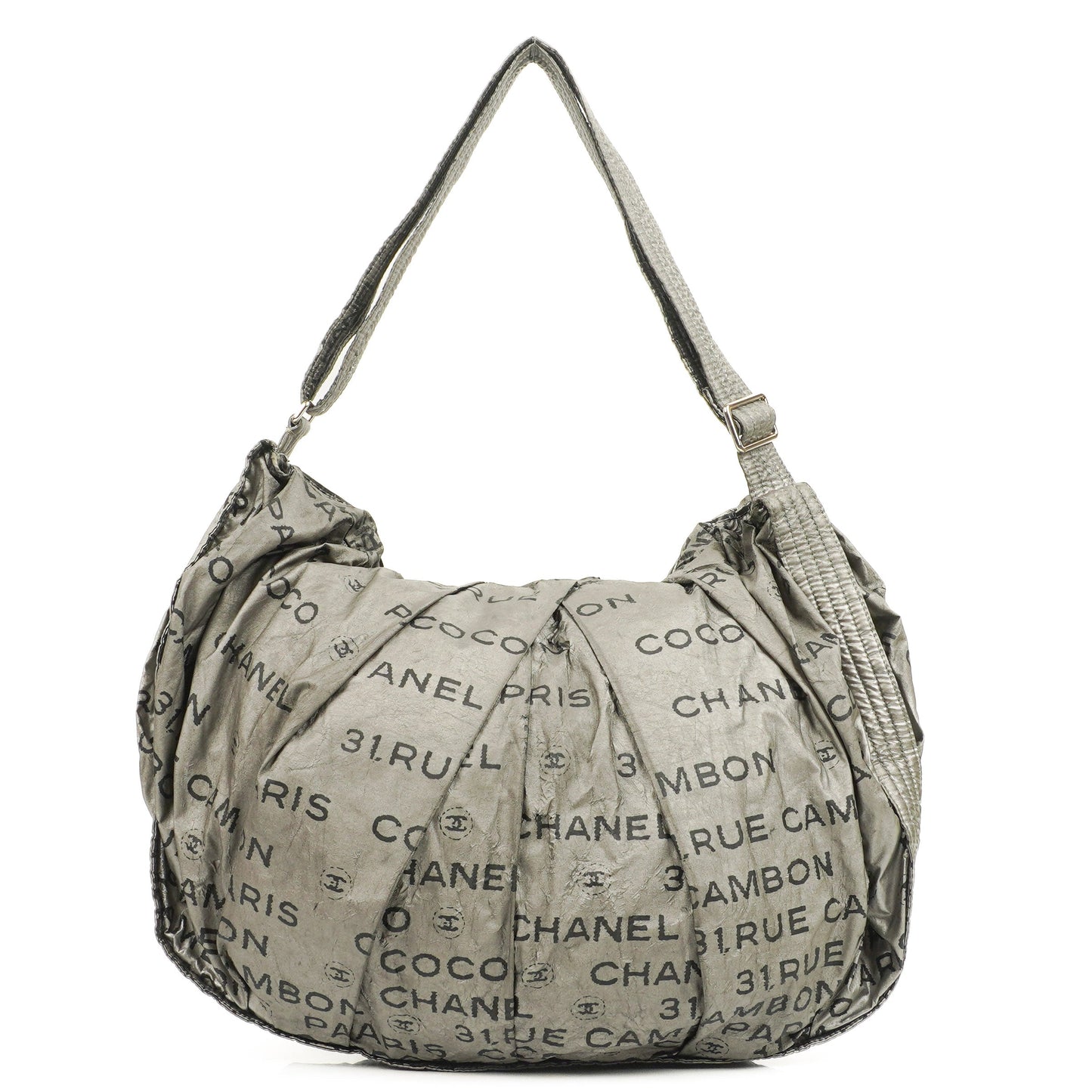 Chanel Metallic Coated Canvas Unlimited Ligne Silver Hobo Bag