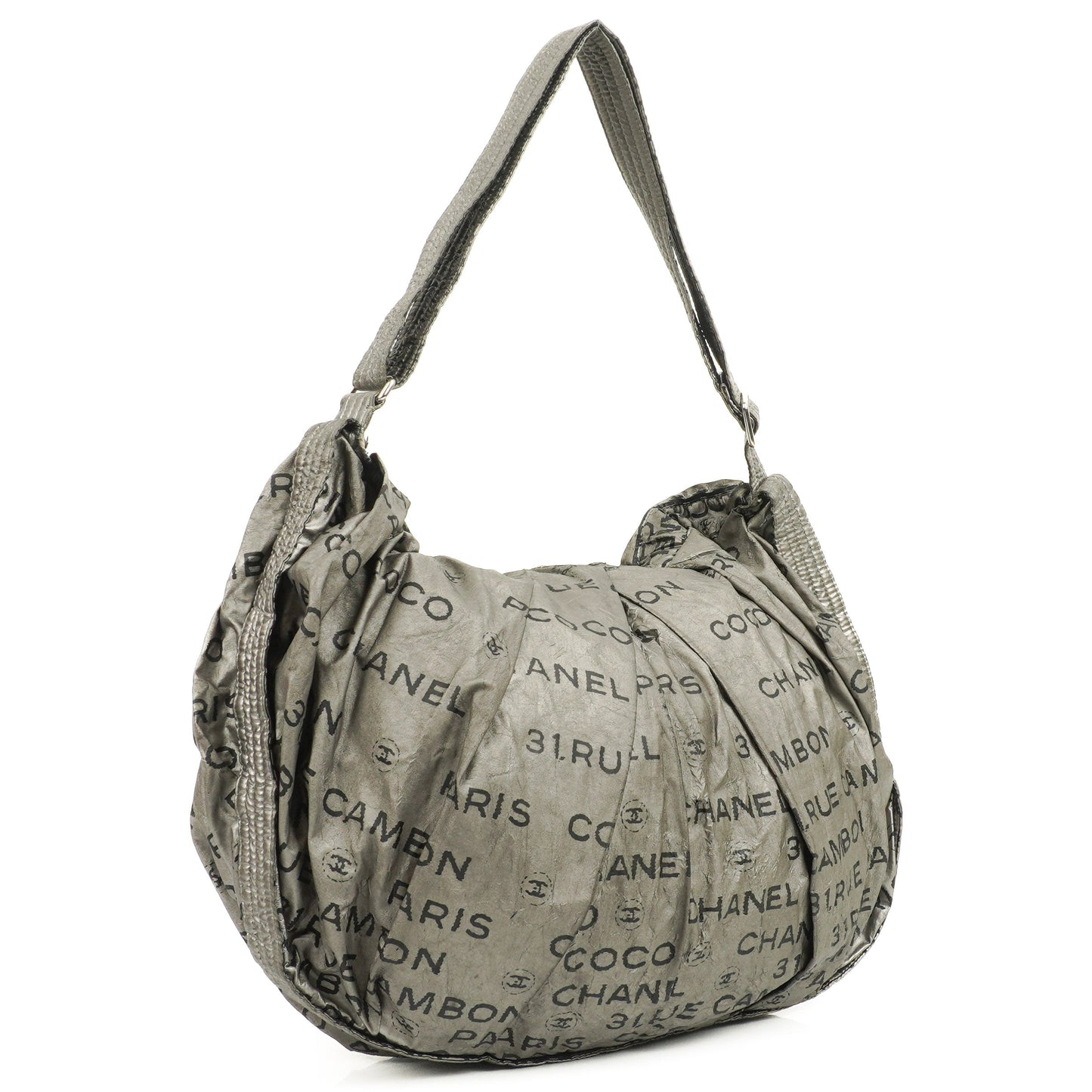 Chanel Metallic Coated Canvas Unlimited Ligne Silver Hobo Bag