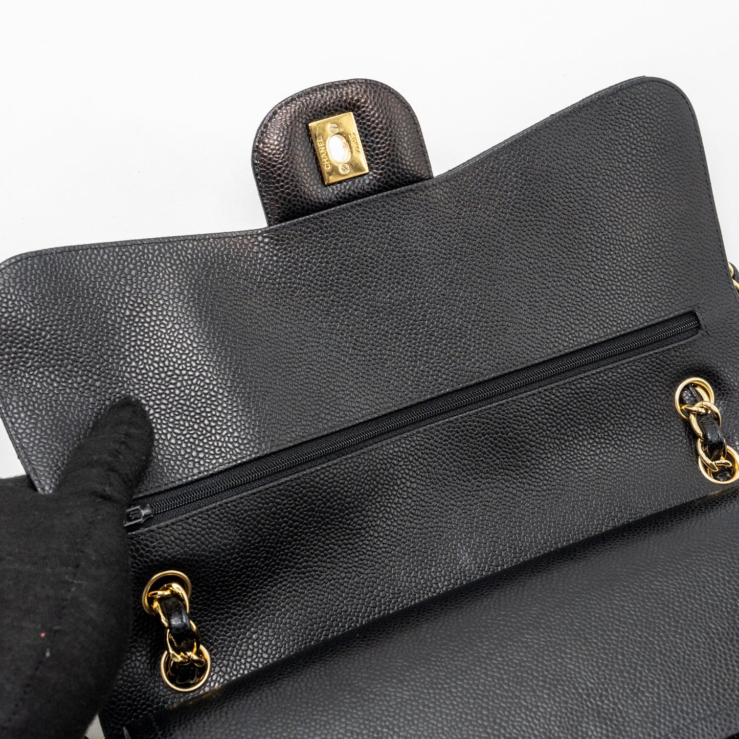 Chanel jumbo classic double flap bag caviar Black
