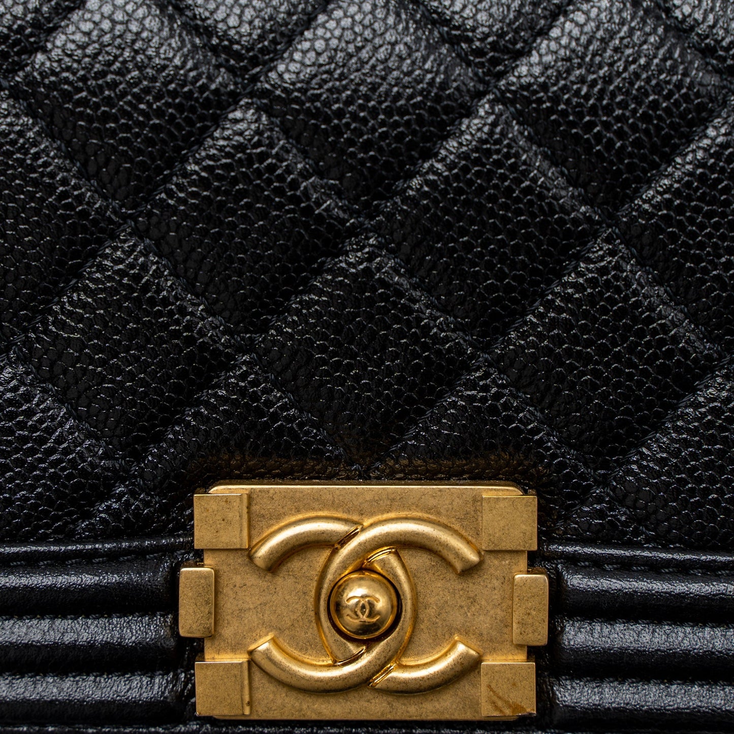 Chanel Super Mini Boy Bag Caviar Black Brushed  (Microchip)
