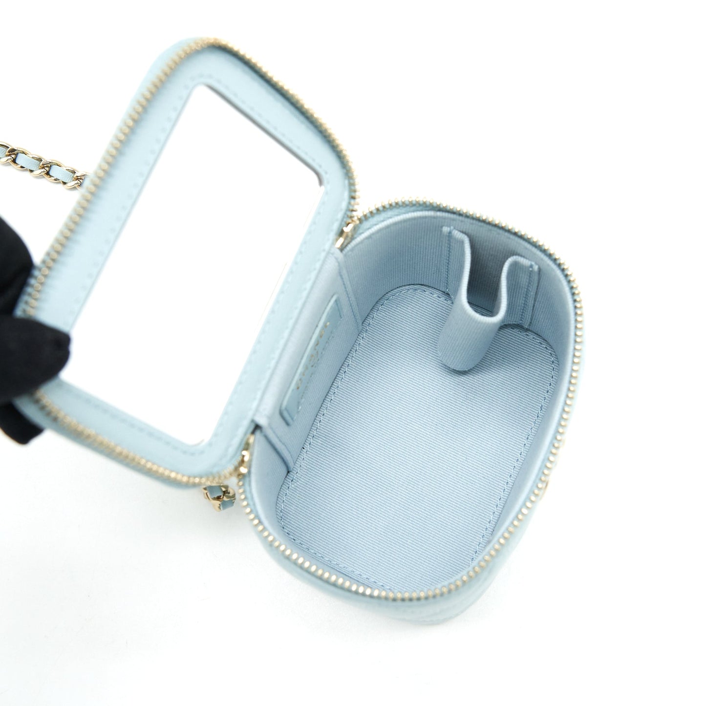 Chanel 22P Top Handle Mini Vanity With Chain Lambskin NG752 Light Blue L