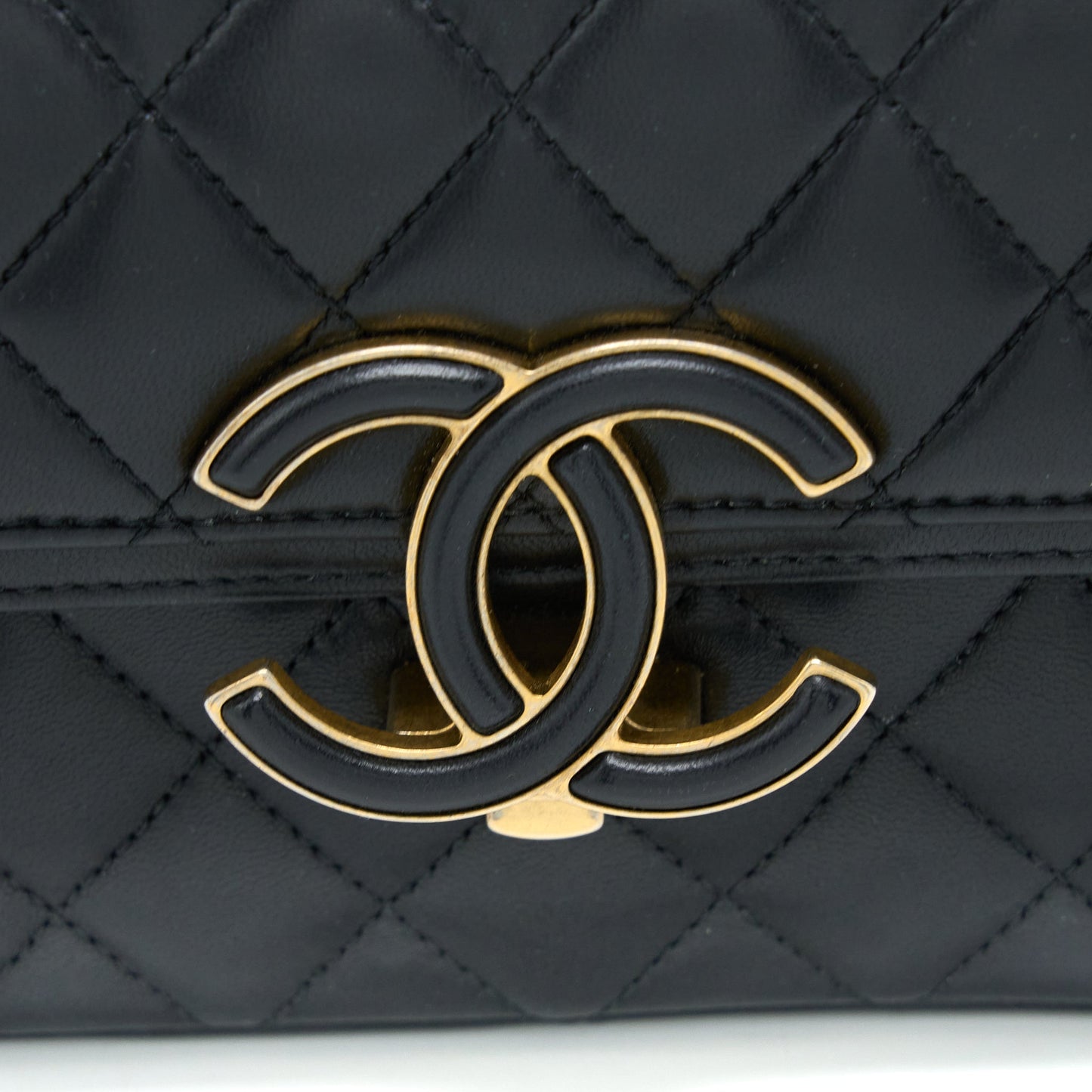Chanel Small Enamel CC Flap Bag Lambskin Black