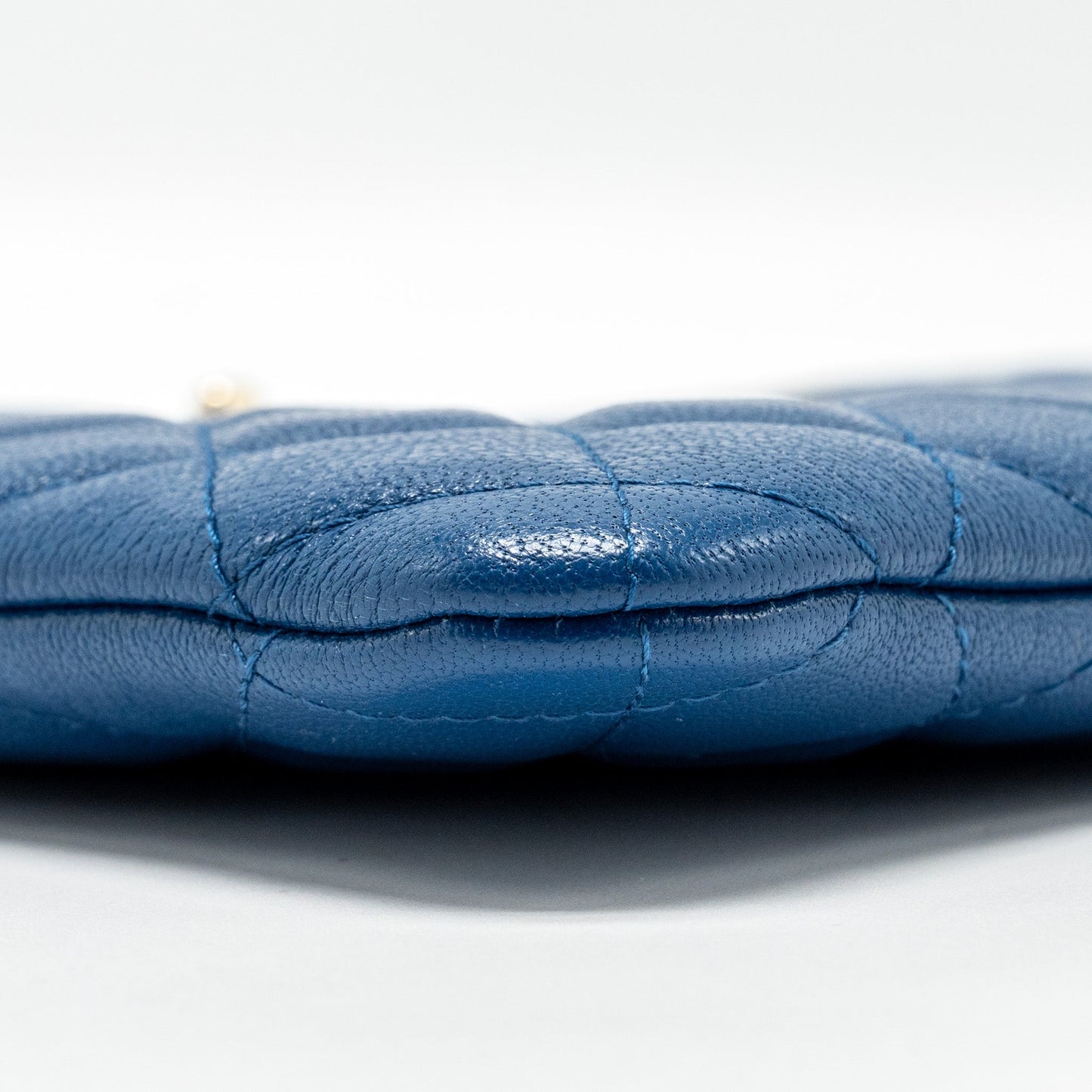Chanel CC Logo Quilted Zip Pouch / Clutch shiny sheepskin Black/ Blue