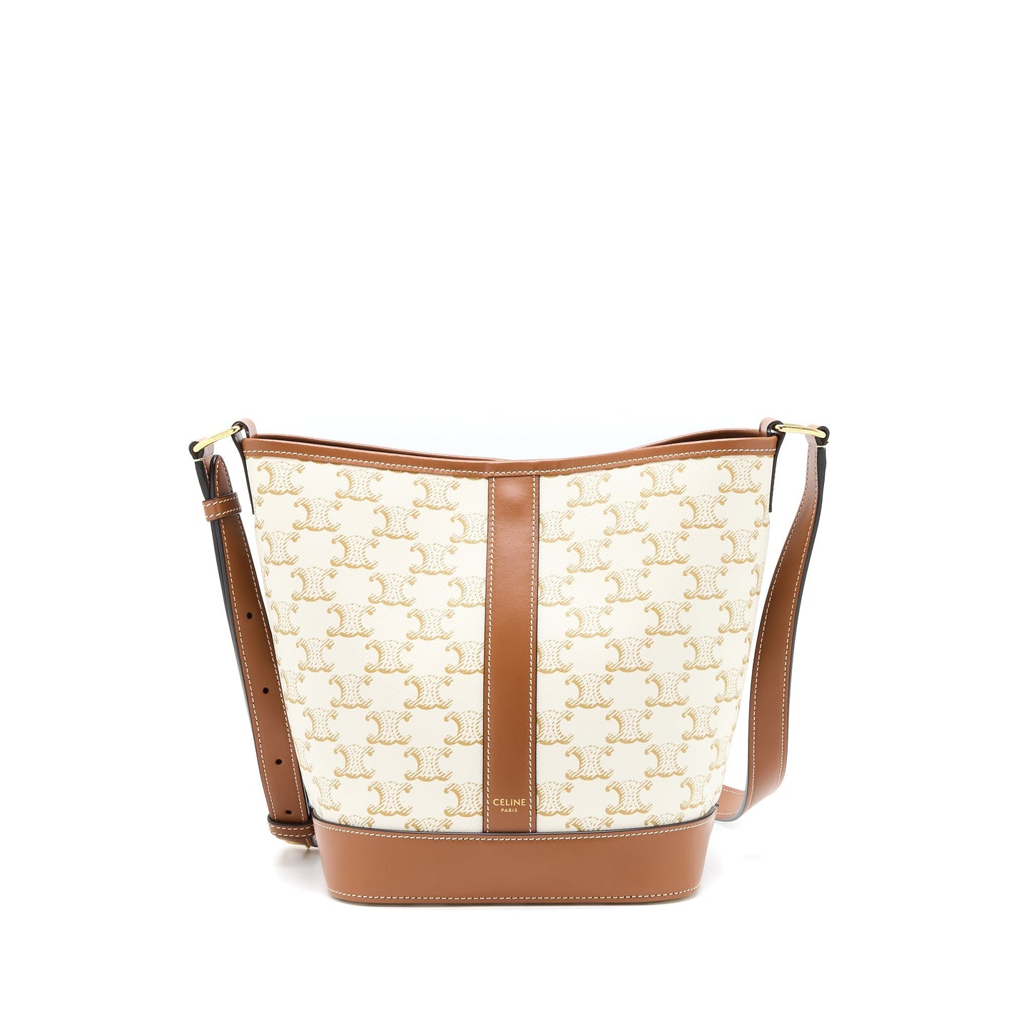 Celine Small Bucket Purse Triomphe Canvas/Calfskin White