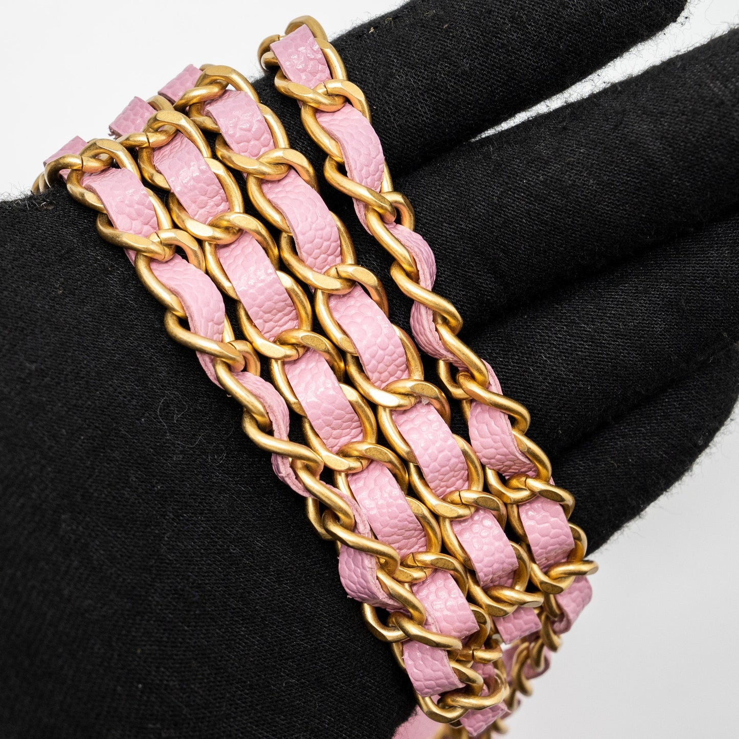Chanel Letter Top Handle Long Vanity With Chain Caviar Pink