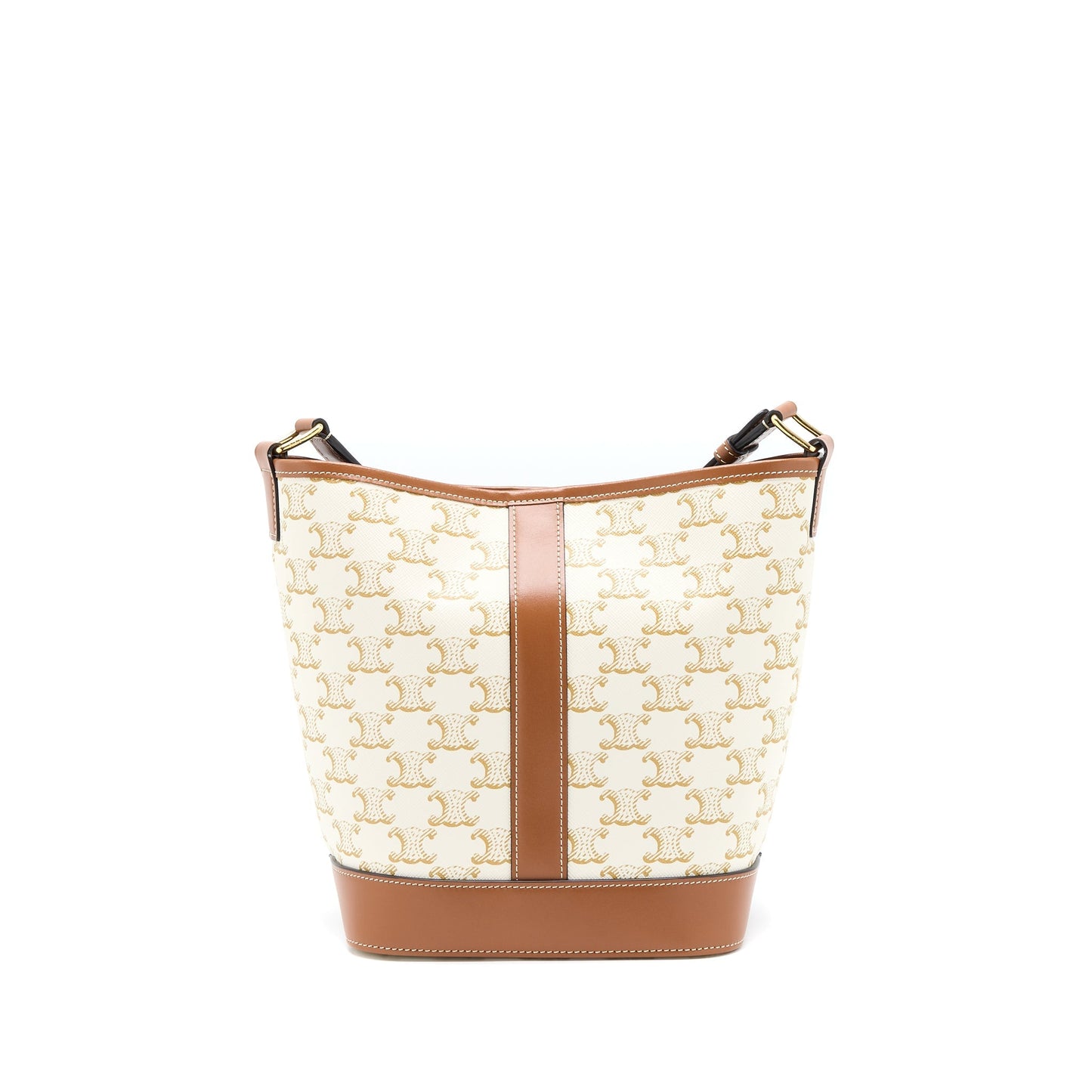 Celine Small Bucket Purse Triomphe Canvas/Calfskin White