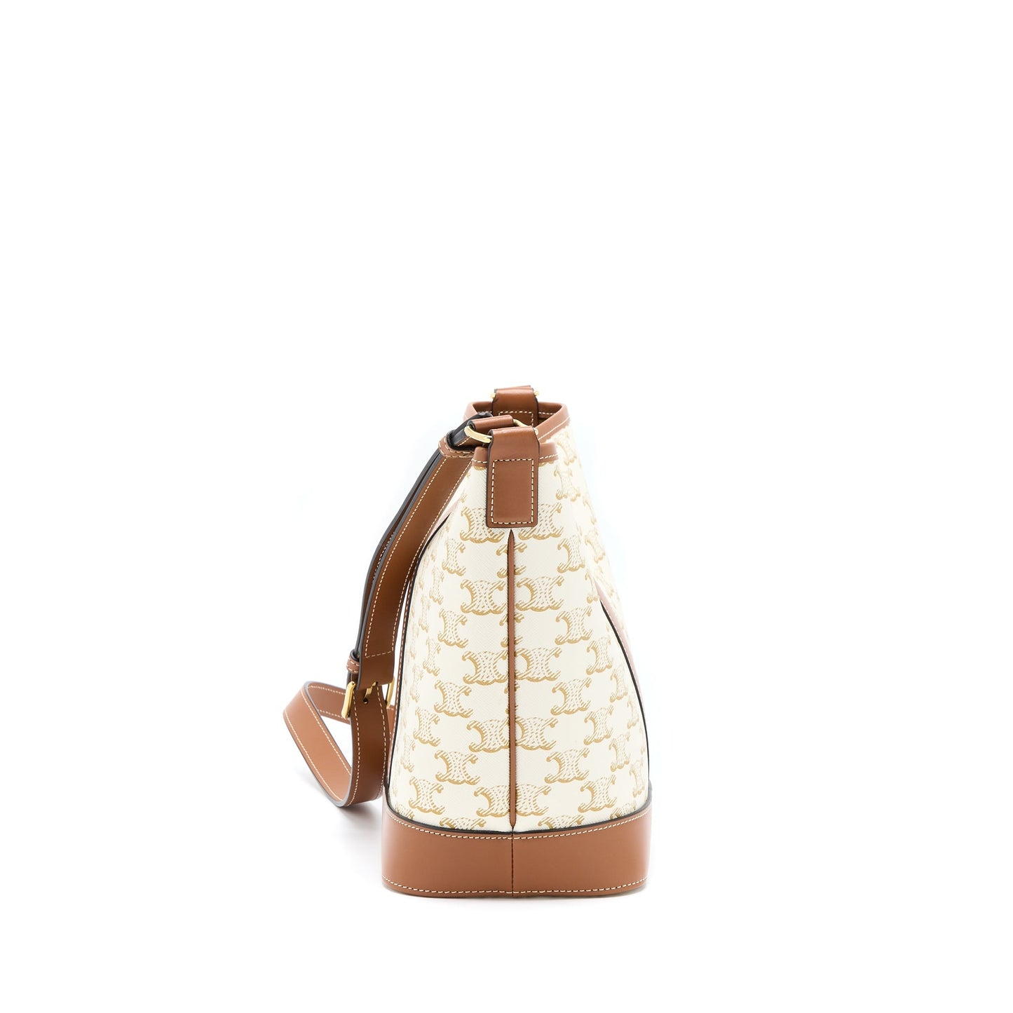 Celine Small Bucket Purse Triomphe Canvas/Calfskin White