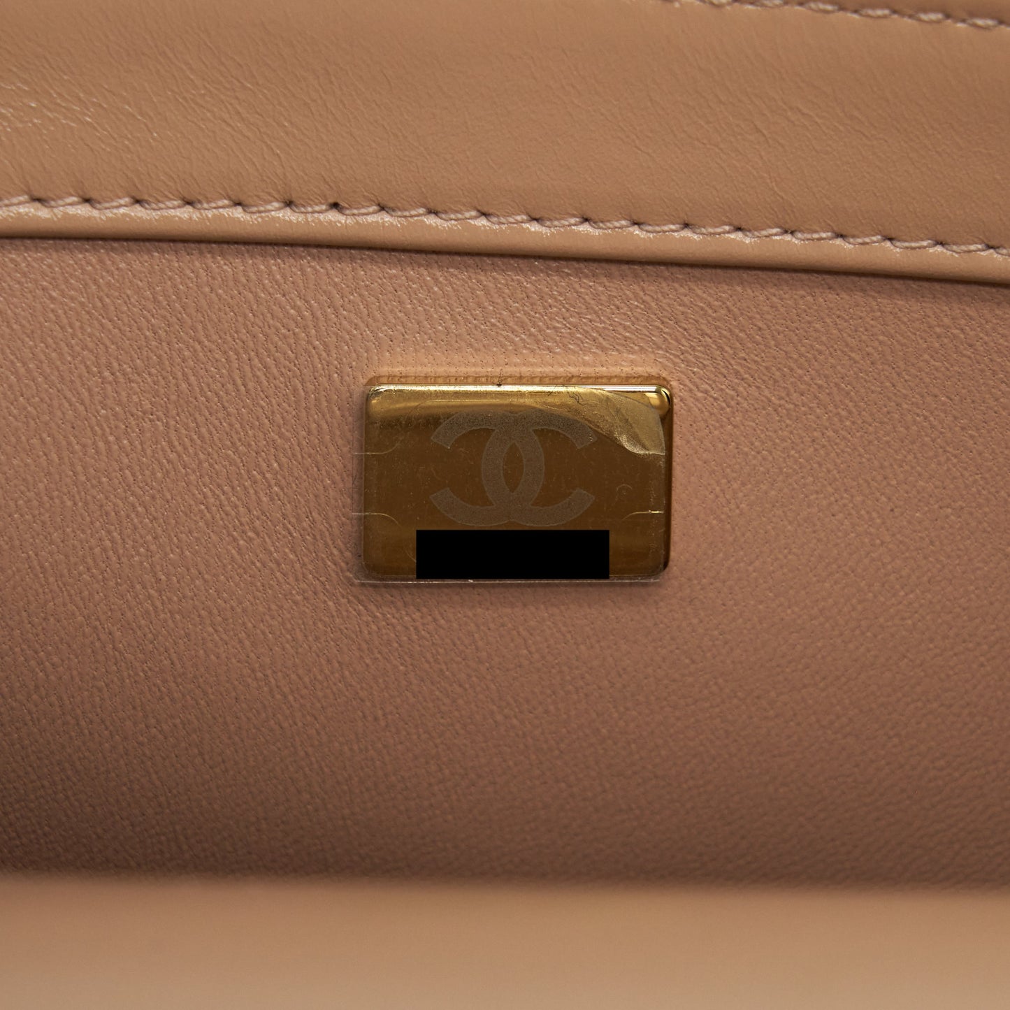 Chanel 21A Gold Crush Flap Bag Calfskin Beige
