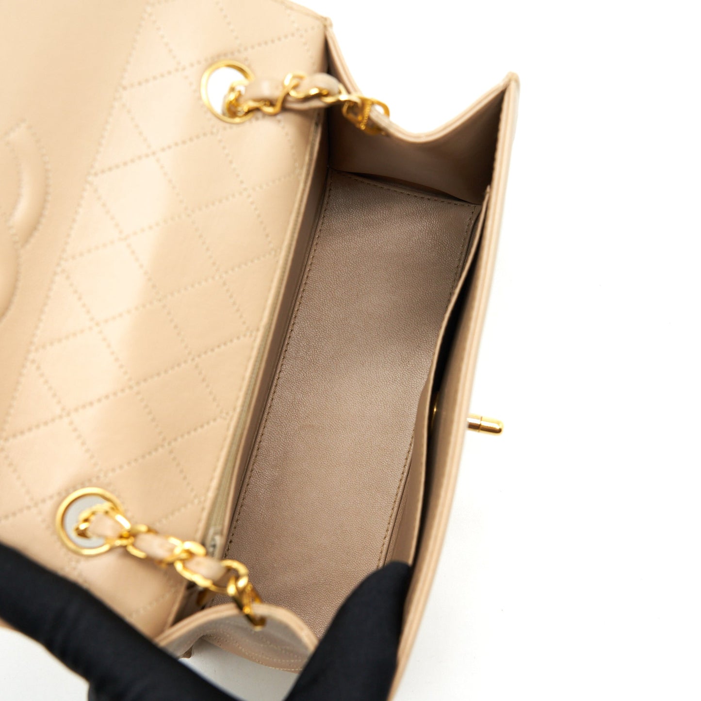 Chanel  Single Flap Bag Cross body Lambskin Beige