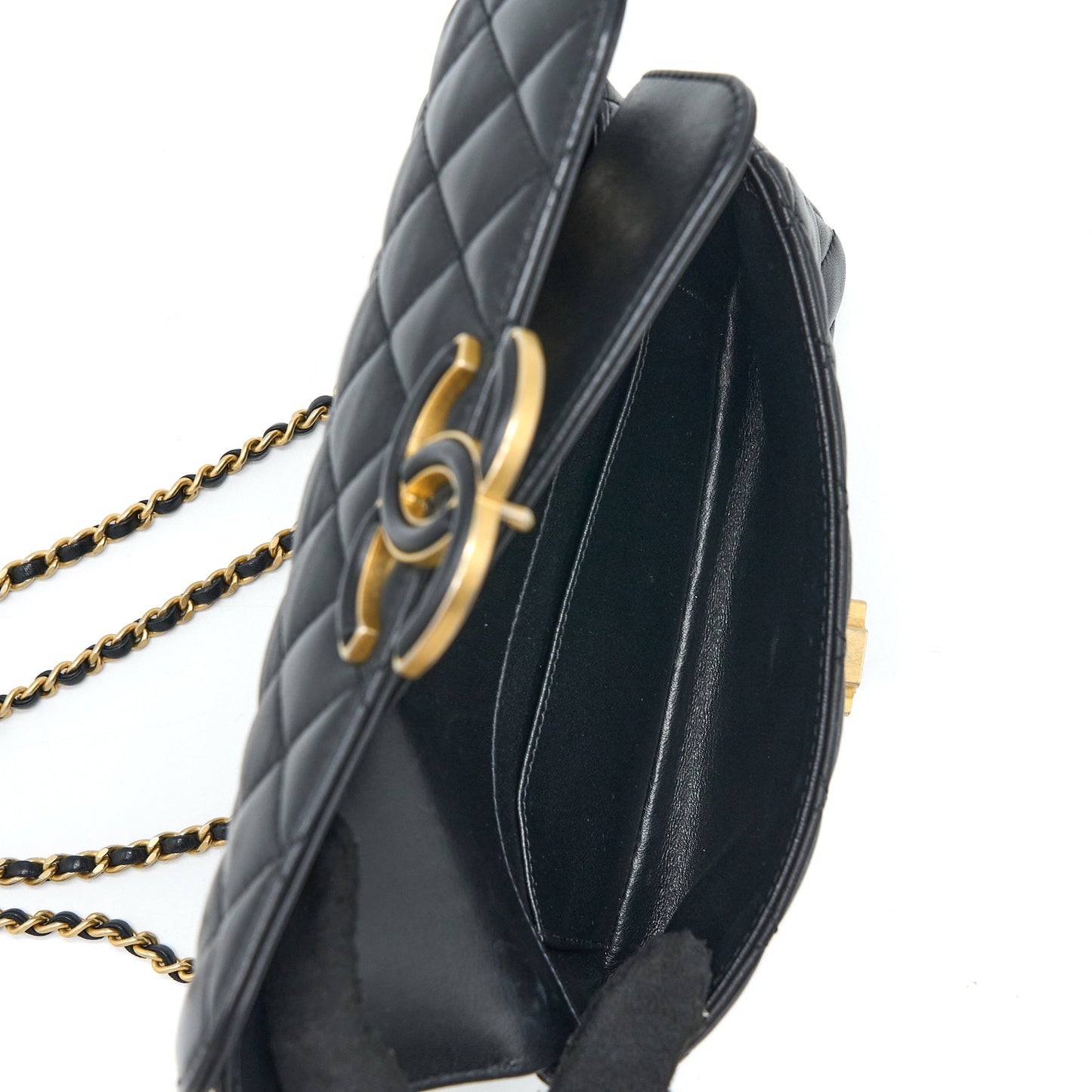 Chanel Small Enamel CC Flap Bag Lambskin Black