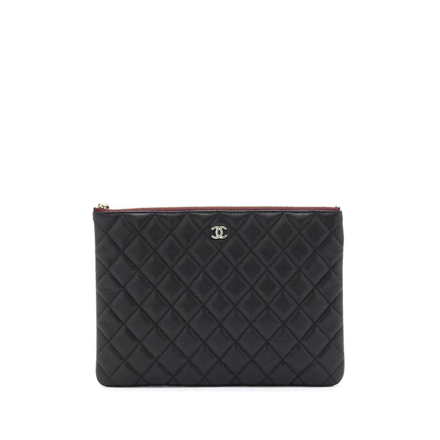 Chanel O Case Pouch Caviar Black L