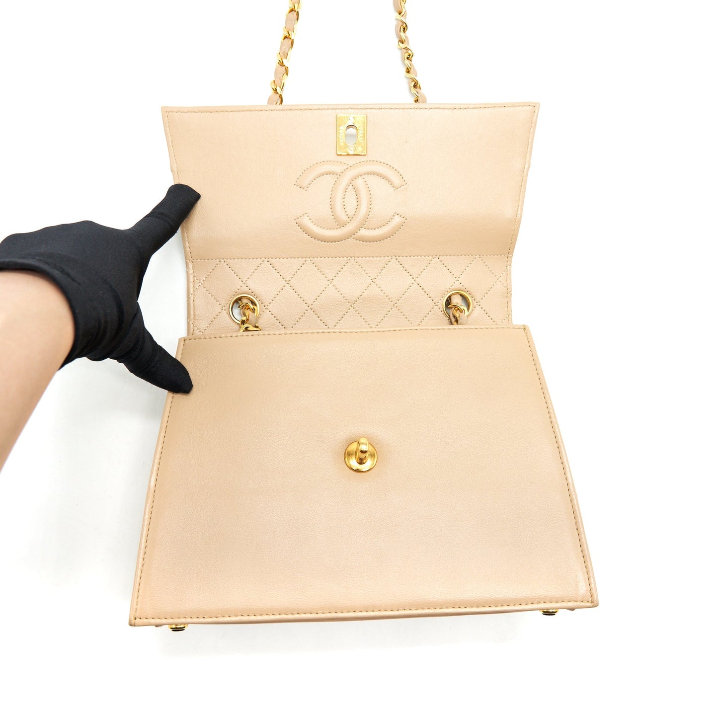 Chanel  Single Flap Bag Cross body Lambskin Beige