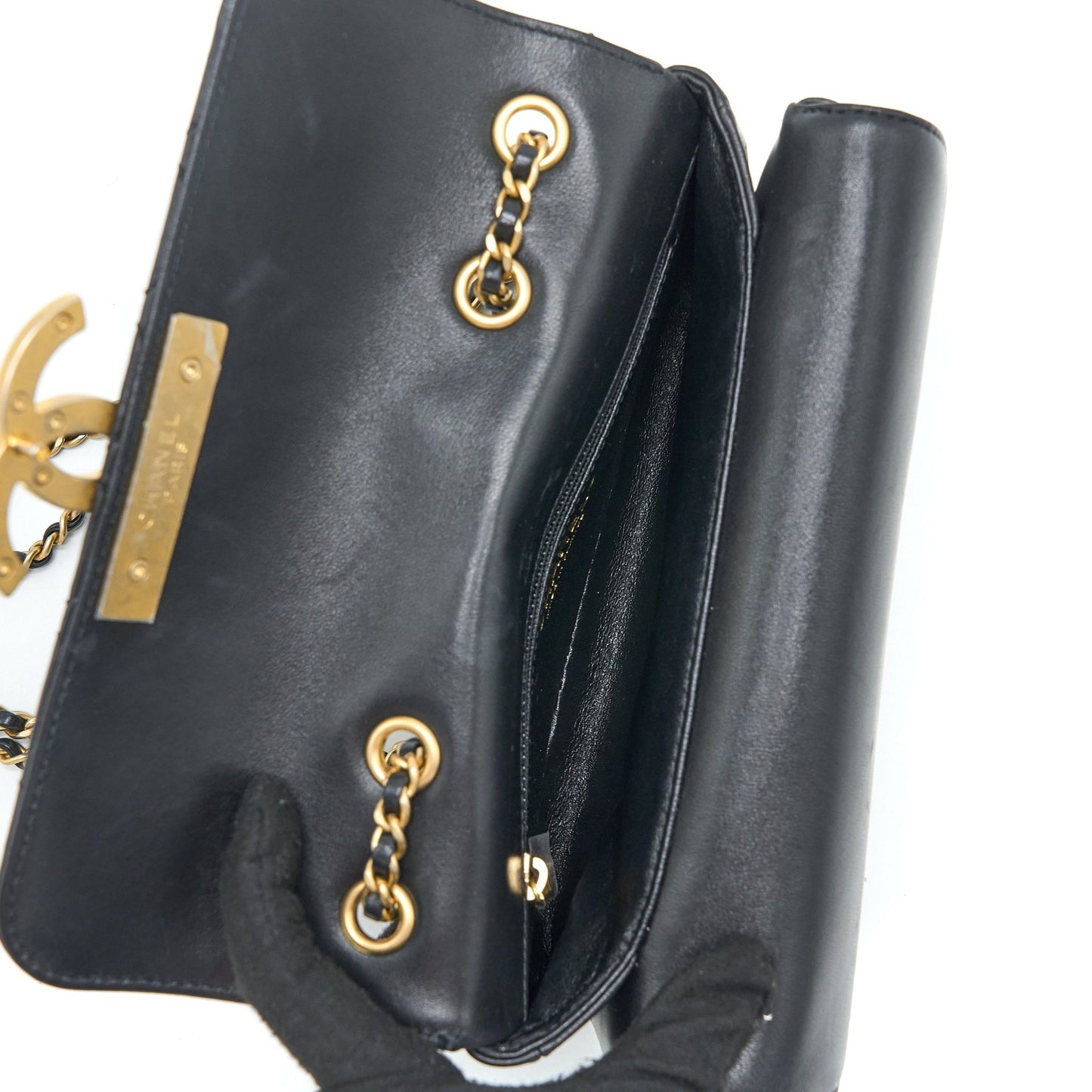 Chanel Small Enamel CC Flap Bag Lambskin Black