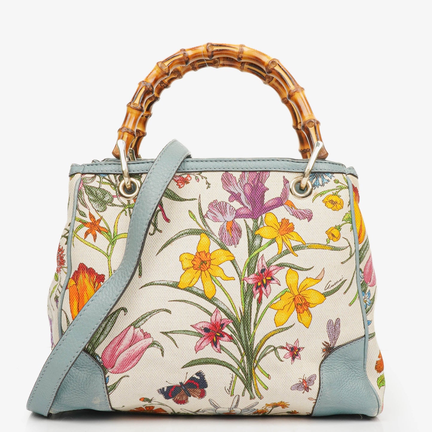 Gucci Bamboo Shopper Multicolour Flora Diana Small Tote Bag