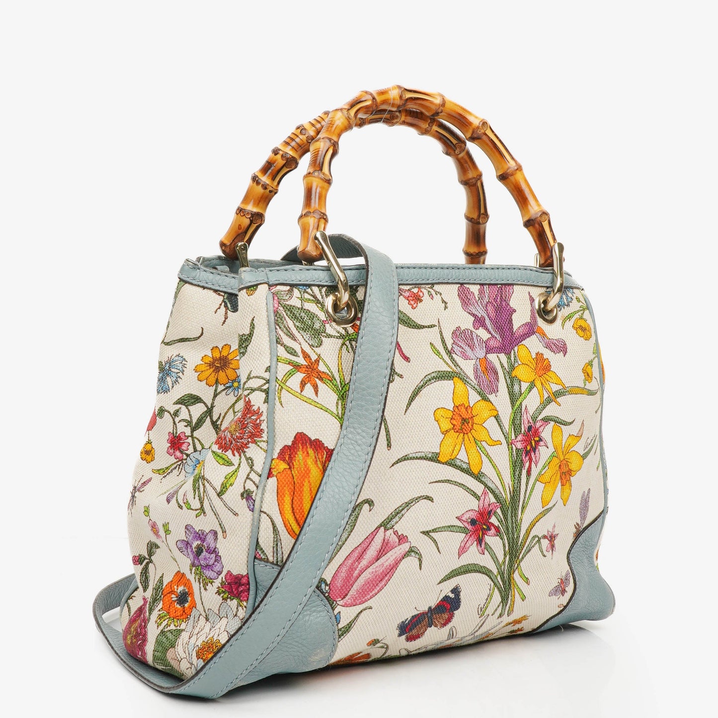 Gucci Bamboo Shopper Multicolour Flora Diana Small Tote Bag