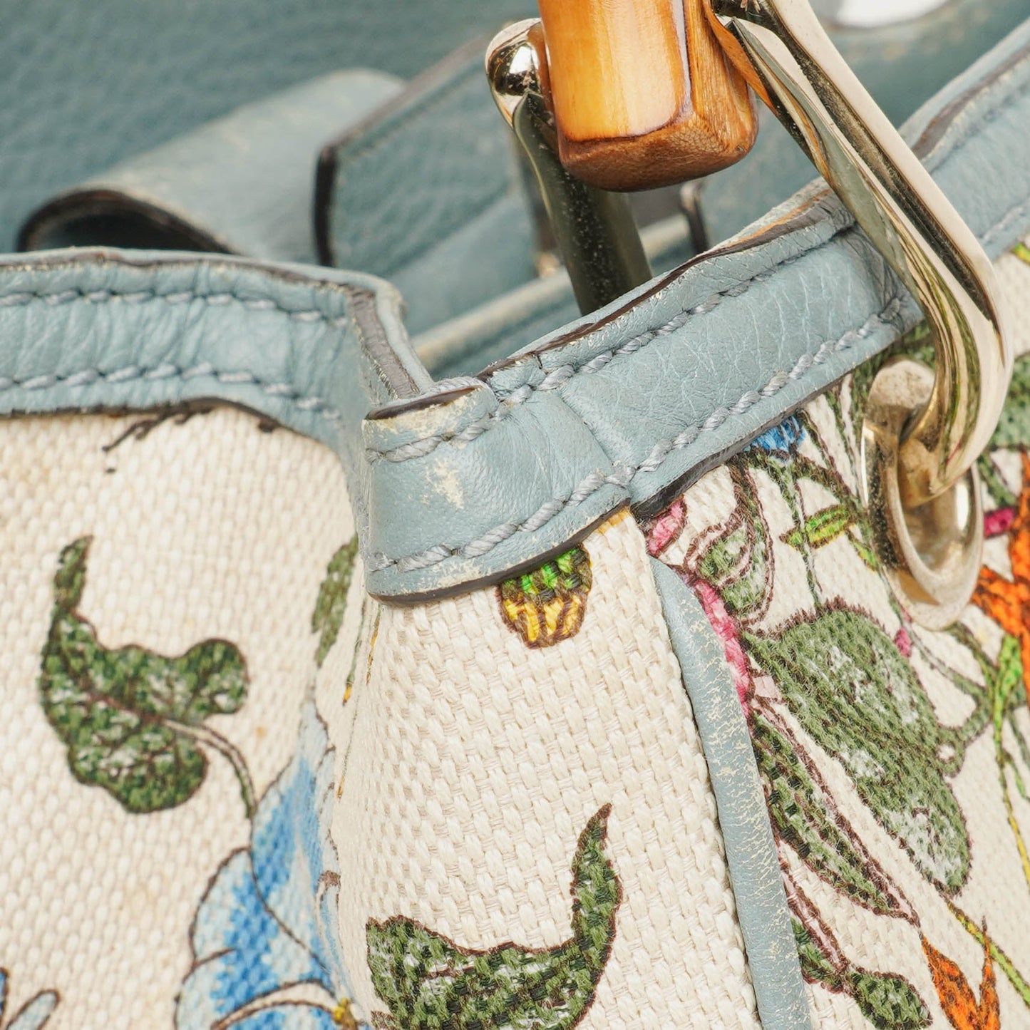 Gucci Bamboo Shopper Multicolour Flora Diana Small Tote Bag