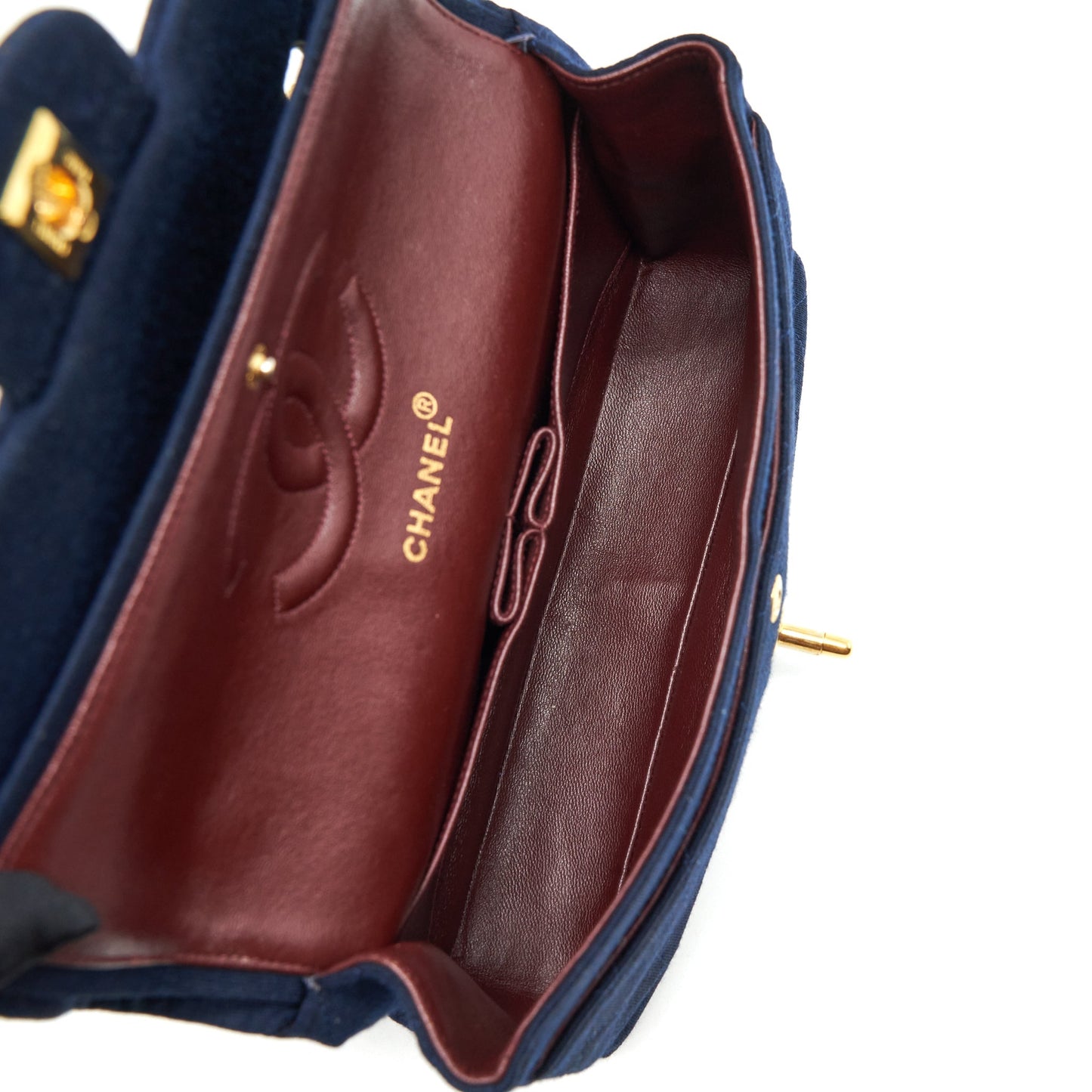 Chanel  Medium Classic Double Flap Bag Fabric Navy