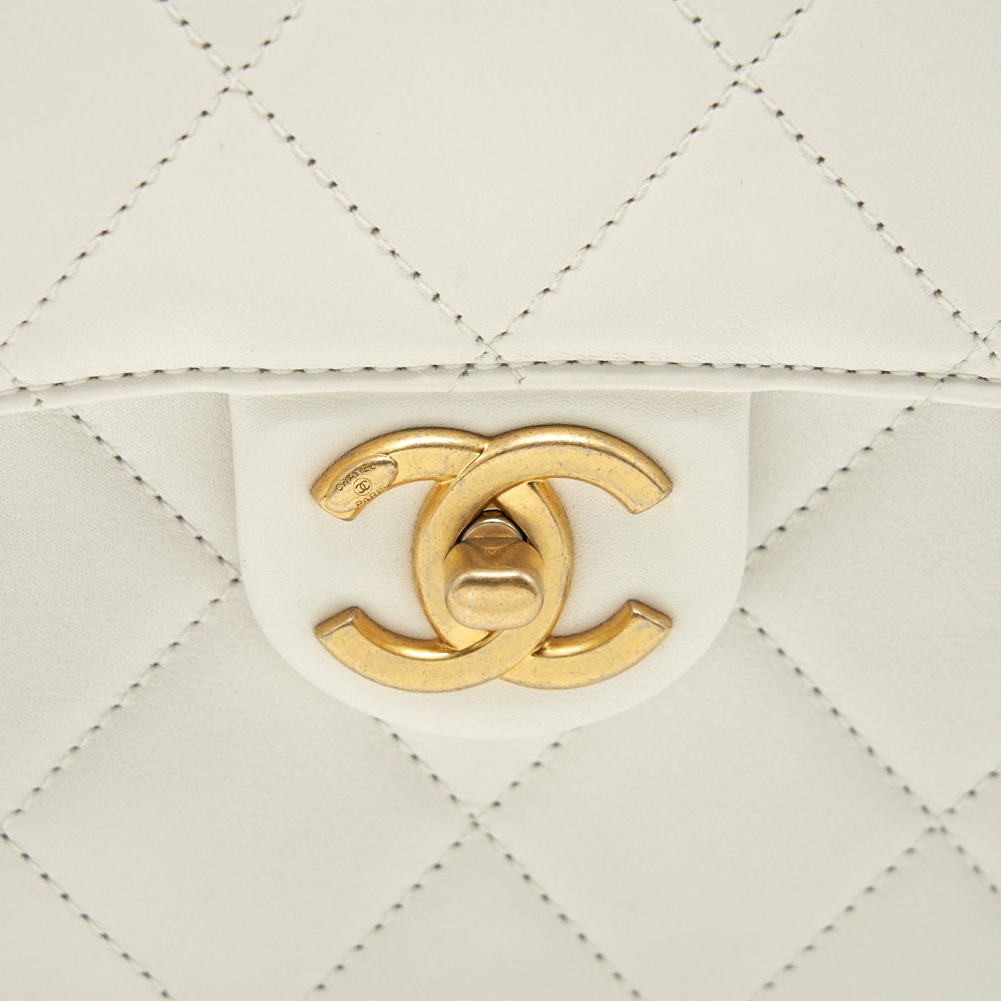 Chanel Seasonal Flap Crossbody Bag Lambskin Cream