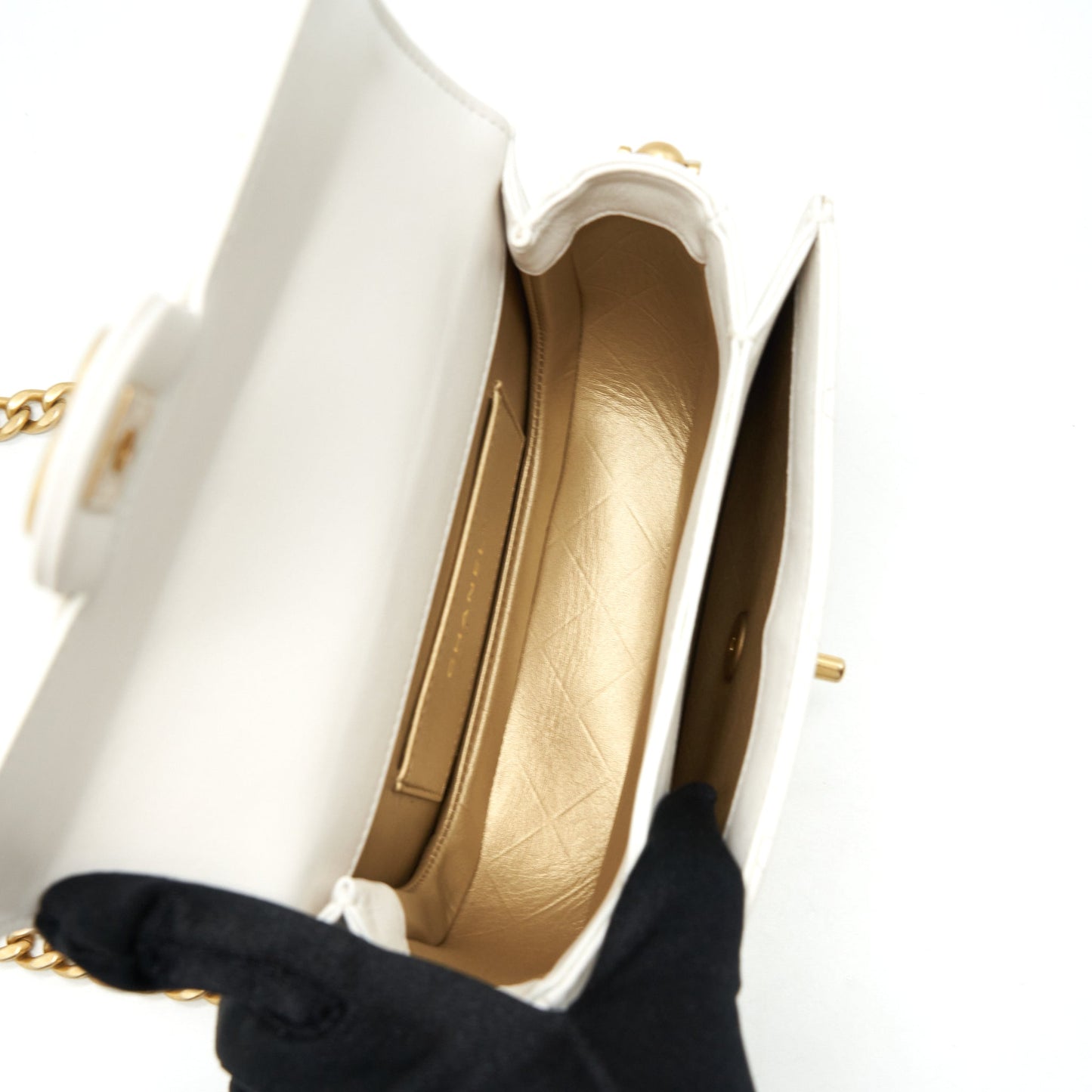 Chanel Seasonal Flap Crossbody Bag Lambskin Cream