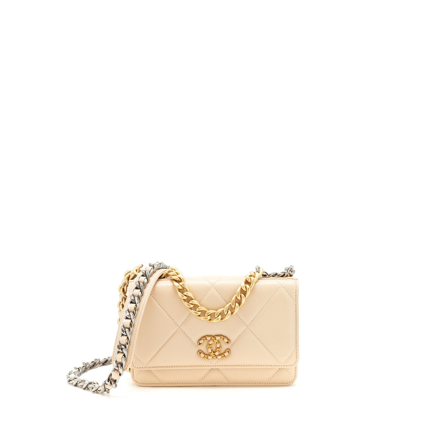 Chanel 19 wallet on chain lambskin beige