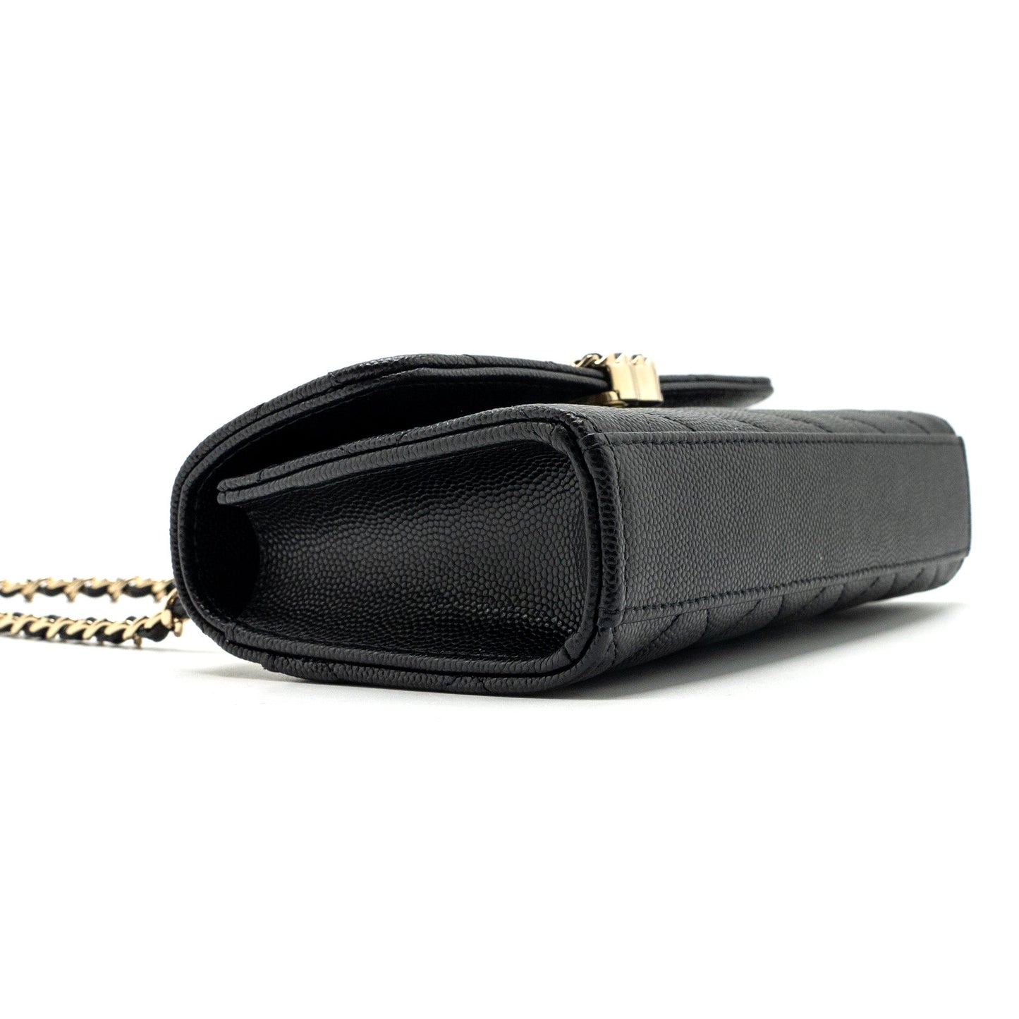 chanel 23p top handle mini flap bag with chain caviar black L (microchip)