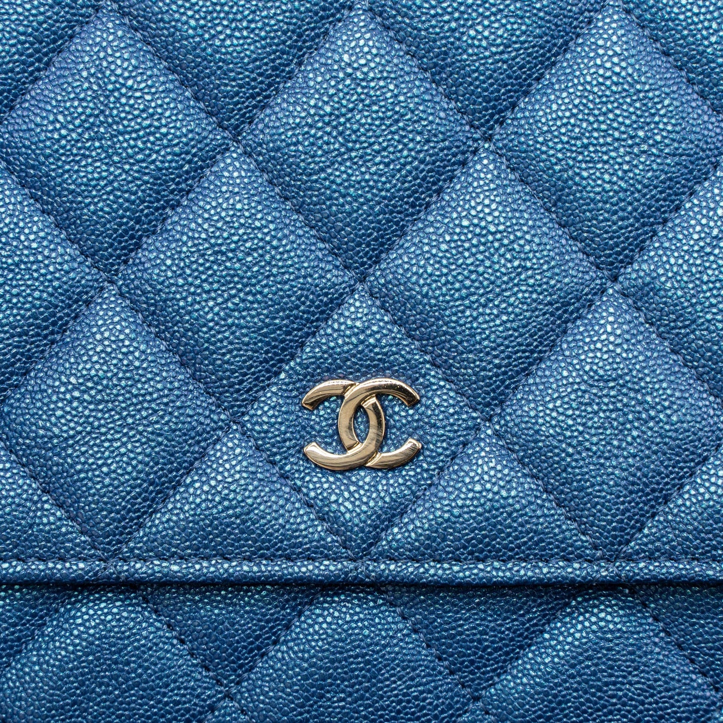 Chanel Classic Wallet On Chain Caviar Iridescent Blue L