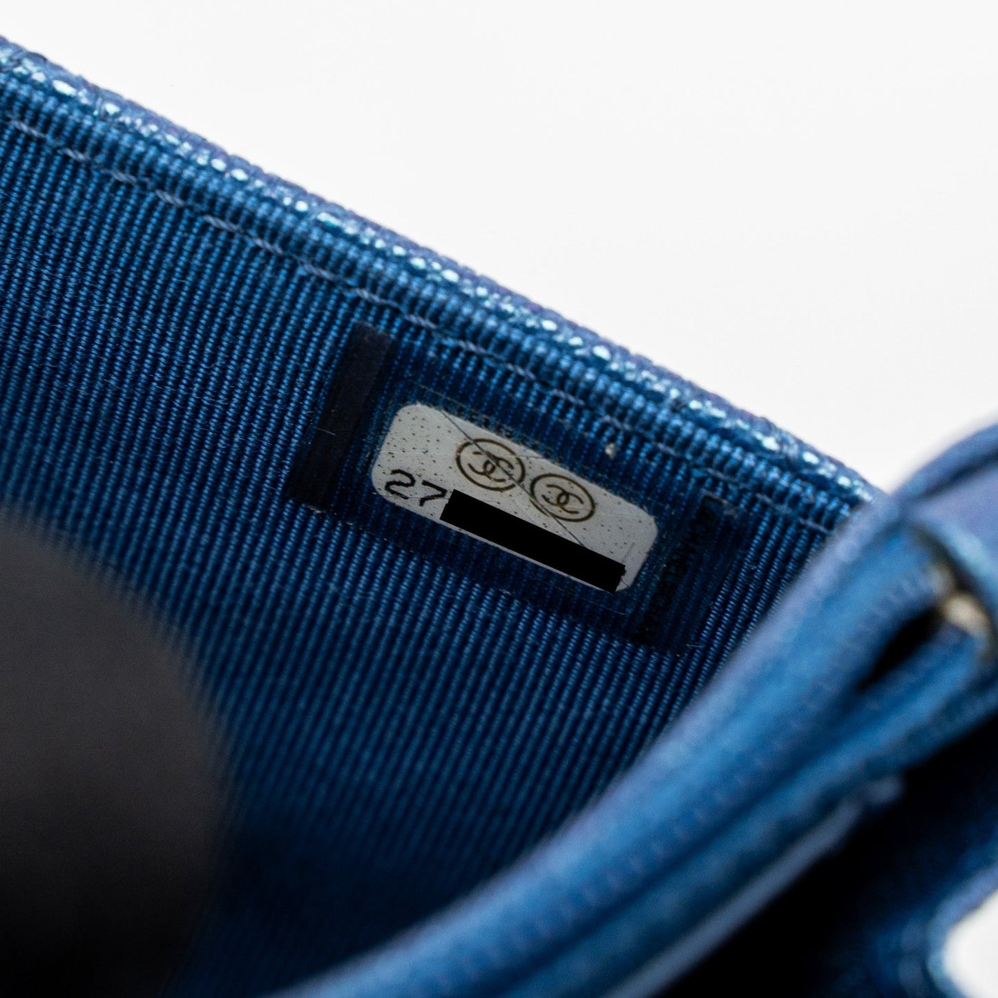 Chanel Classic Wallet On Chain Caviar Iridescent Blue L