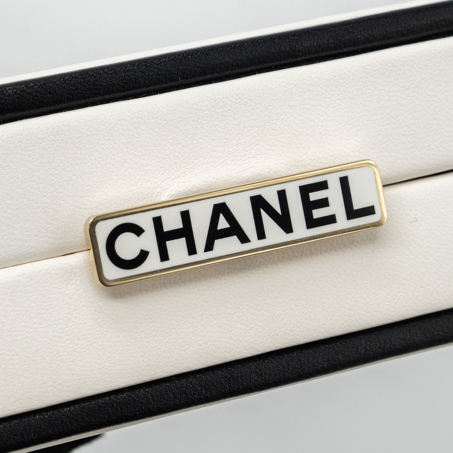Chanel 21s Perfume Bottle Evening Bag Lambskin Black/White L