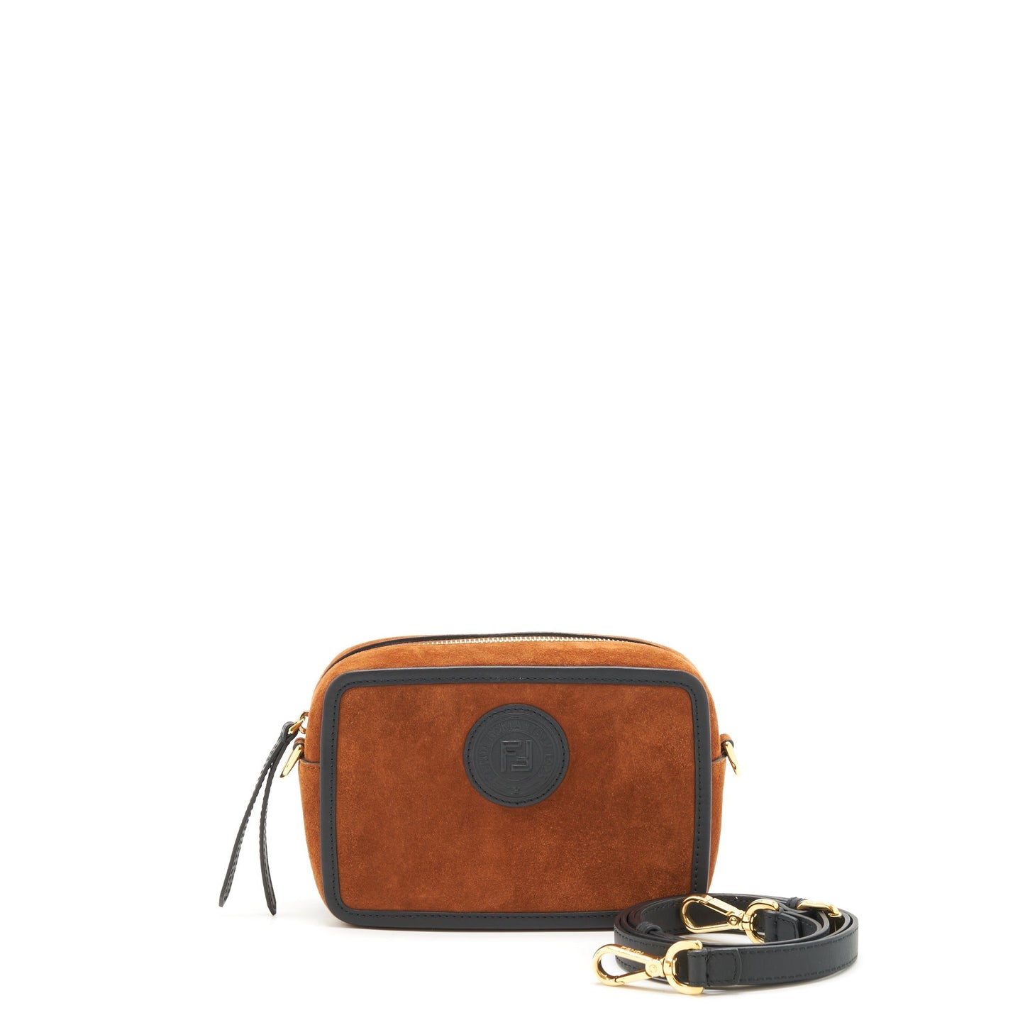 Fendi Camera Crossbody Purse suede leather brown/ black