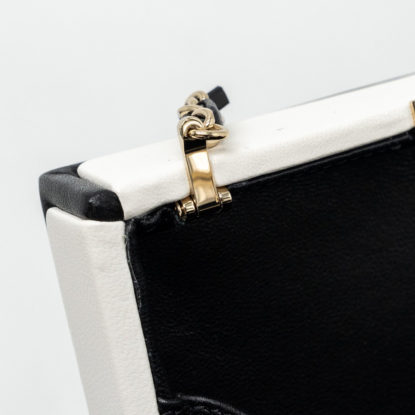 Chanel 21s Perfume Bottle Evening Bag Lambskin Black/White L