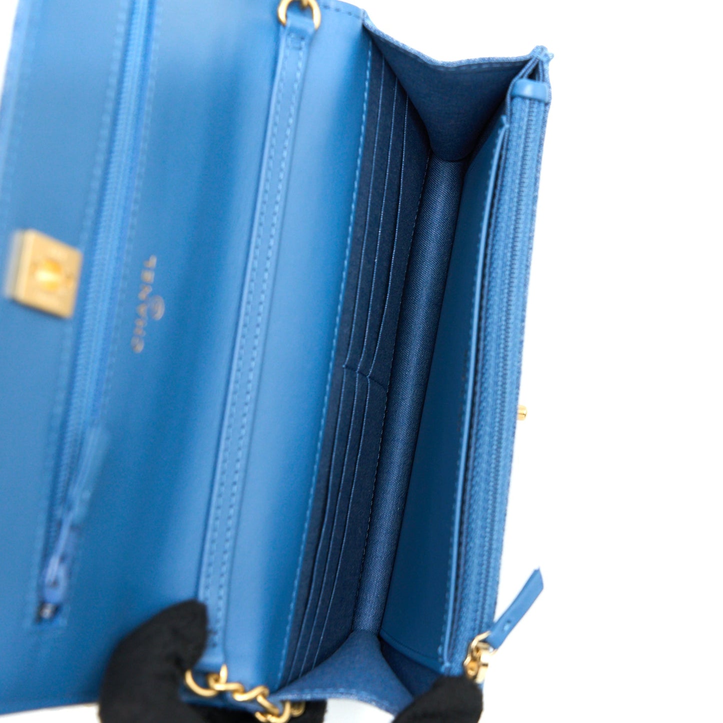 Chanel Pearl Crush Wallet On Chain Denim  (Microchip)