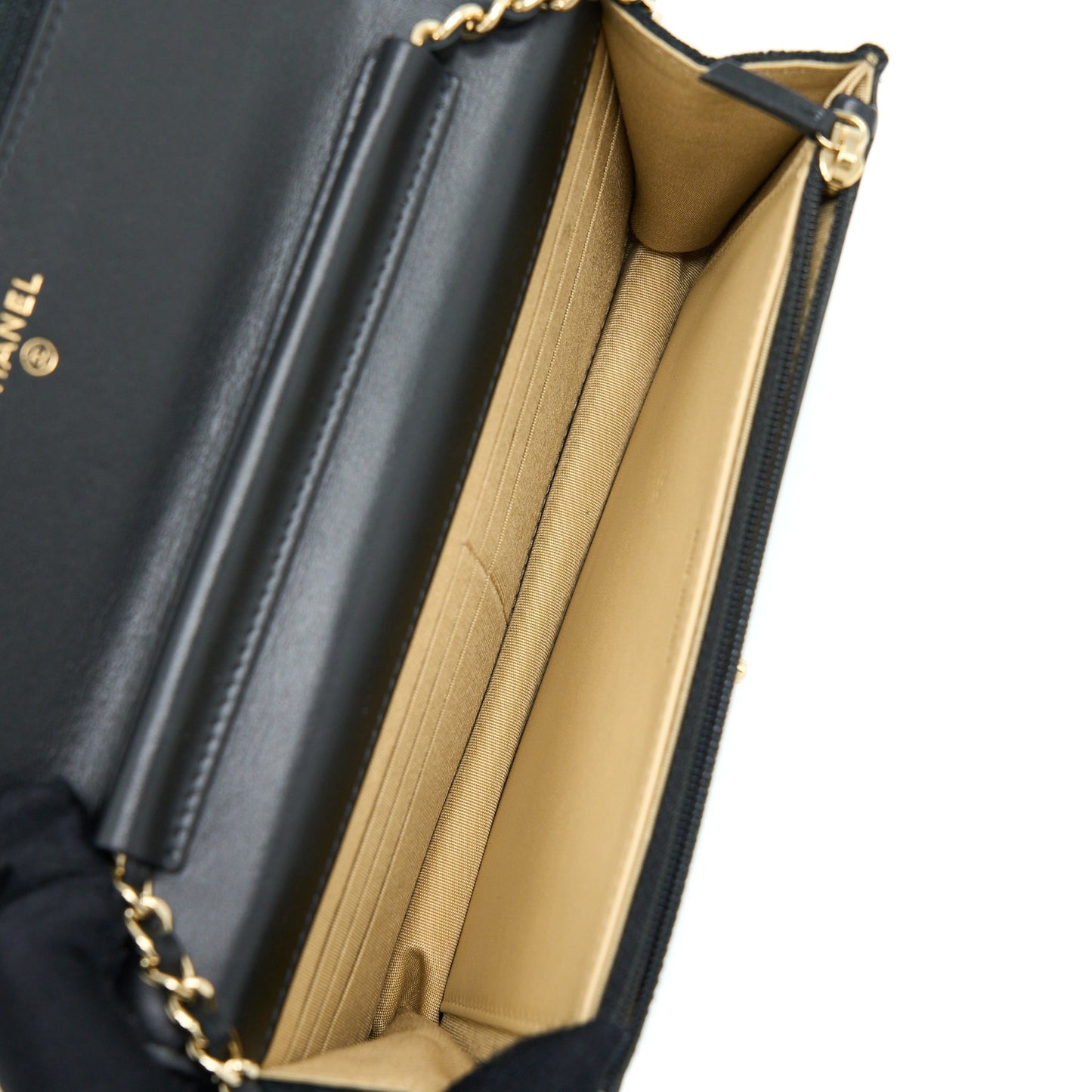 Chanel Velvet Pearl Crush Wallet On Chain Black L
