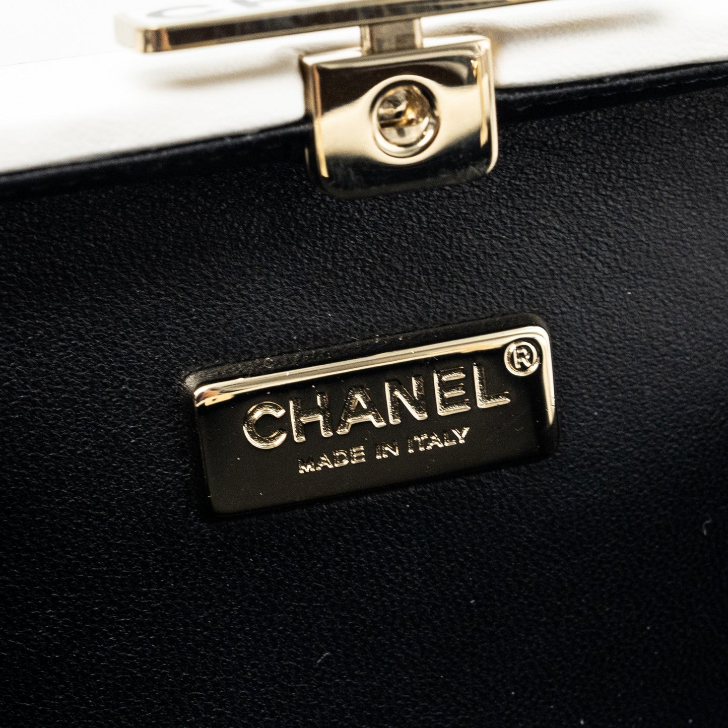 Chanel 21s Perfume Bottle Evening Bag Lambskin Black/White L