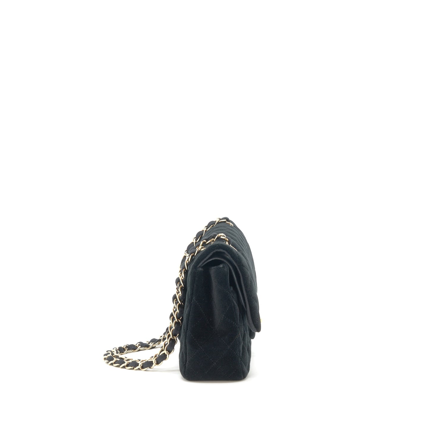 Chanel Velvet Medium Classic Double Flap Bag Velvet Black L
