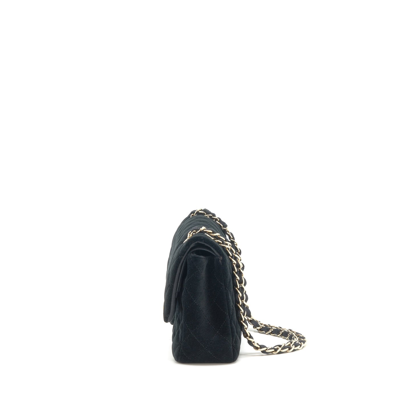 Chanel Velvet Medium Classic Double Flap Bag Velvet Black L