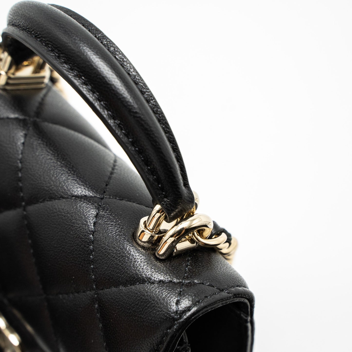 Chanel Top Handle Mini Flap Bag Lambskin Black L (Microchip)