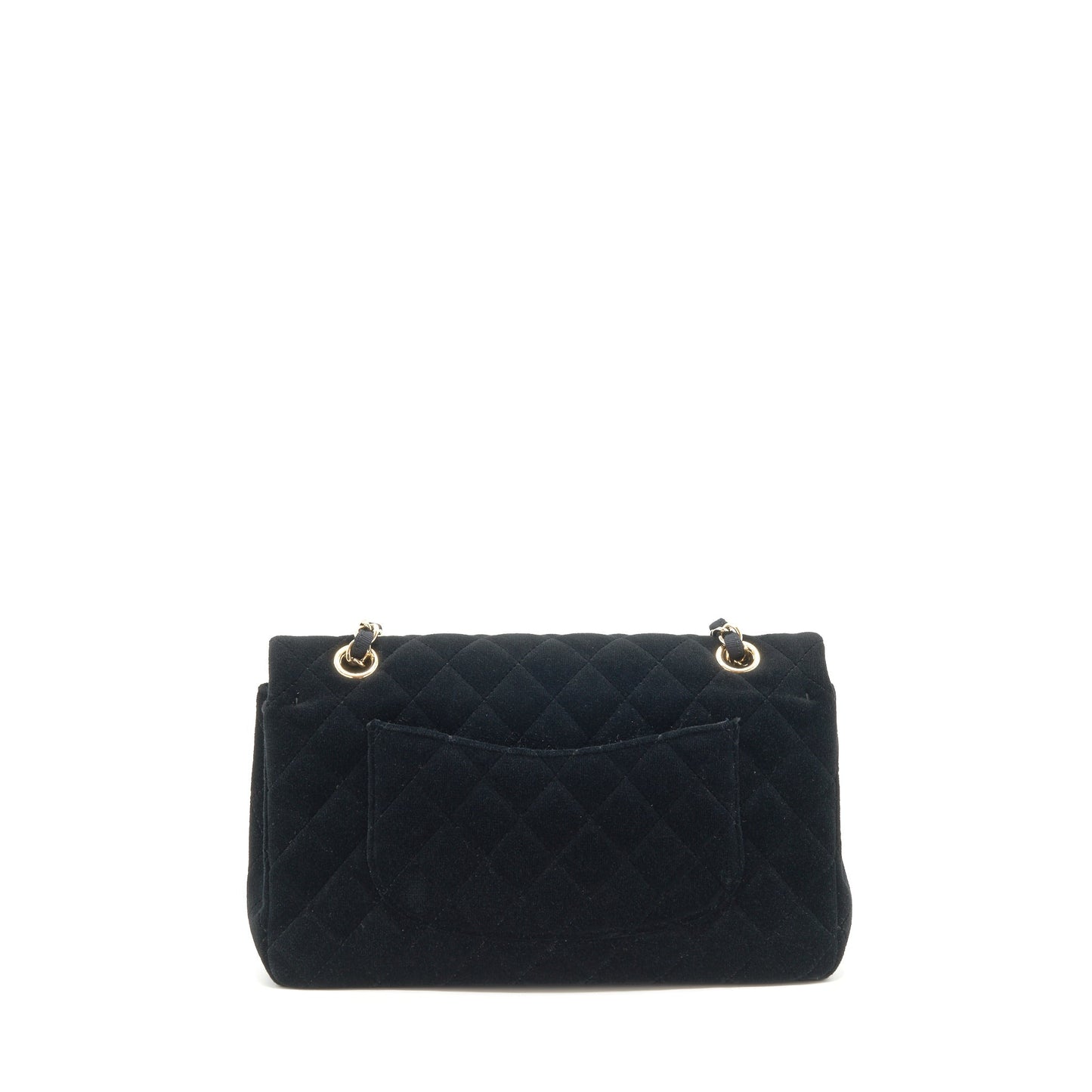 Chanel Velvet Medium Classic Double Flap Bag Velvet Black L