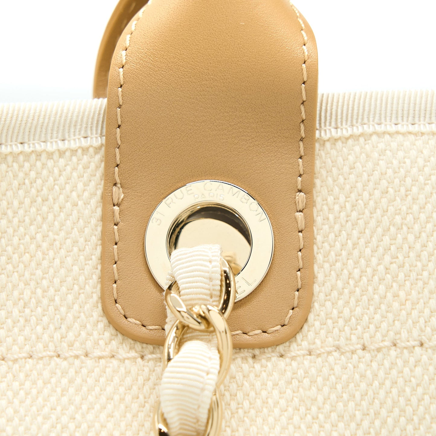 Chanel Deauville Pearl Tote Canvas
