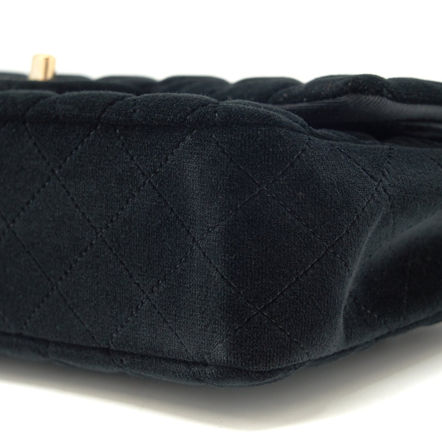 Chanel Velvet Medium Classic Double Flap Bag Velvet Black L