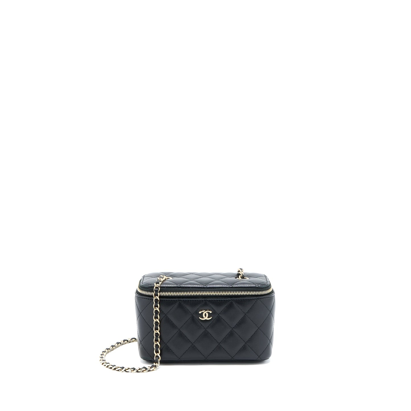 Chanel Long Vanity With Chain Lambskin Black L