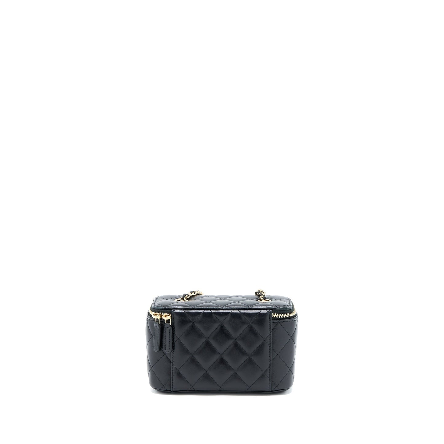 Chanel Long Vanity With Chain Lambskin Black L