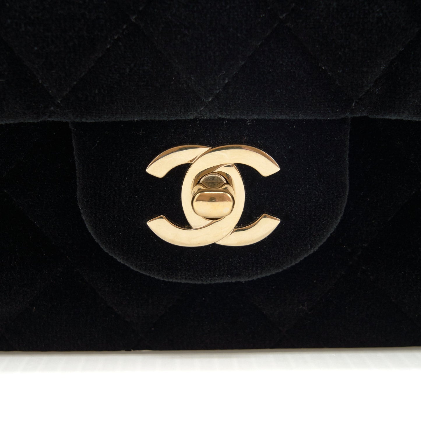 Chanel Velvet Medium Classic Double Flap Bag Velvet Black L